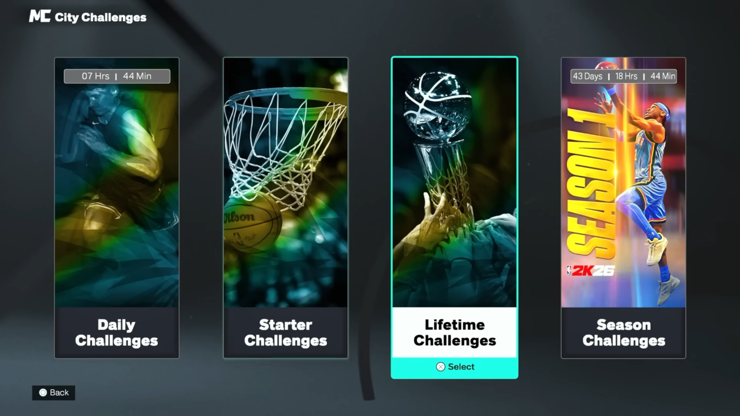 List of all types of challenges (Image via 2K Games)