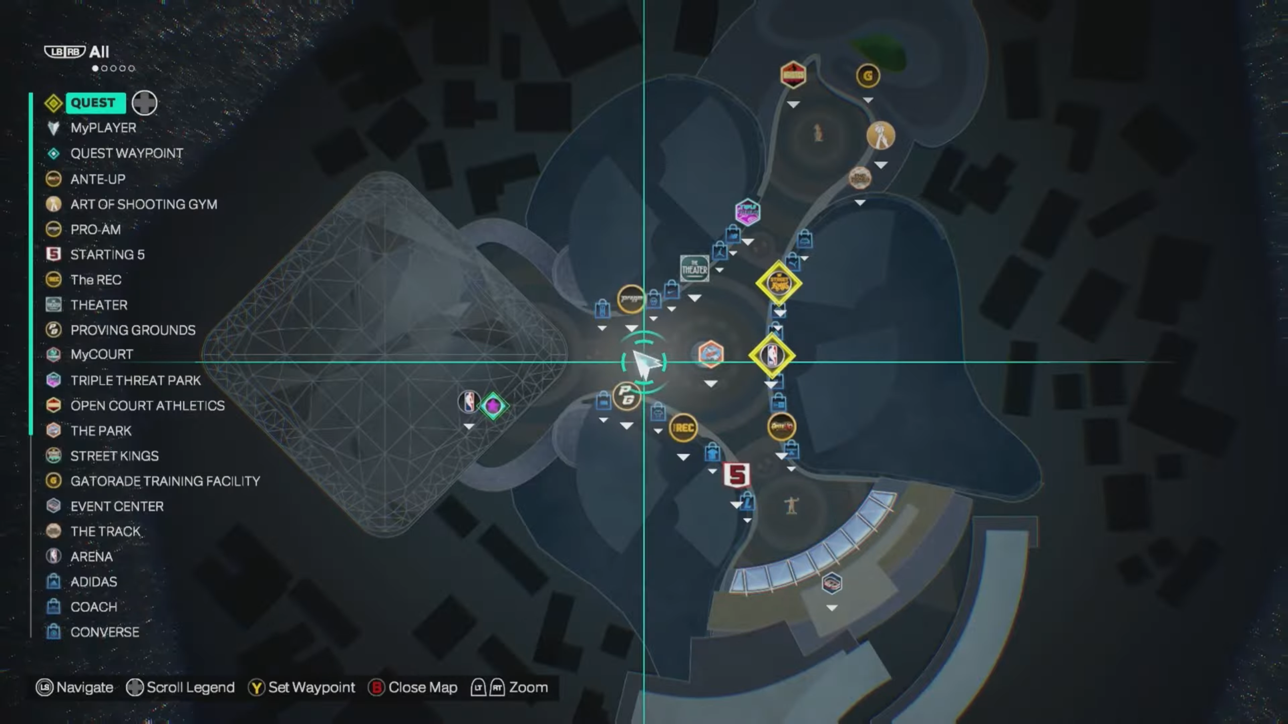 Locate the Theater feature in The City (Image via 2K Games)