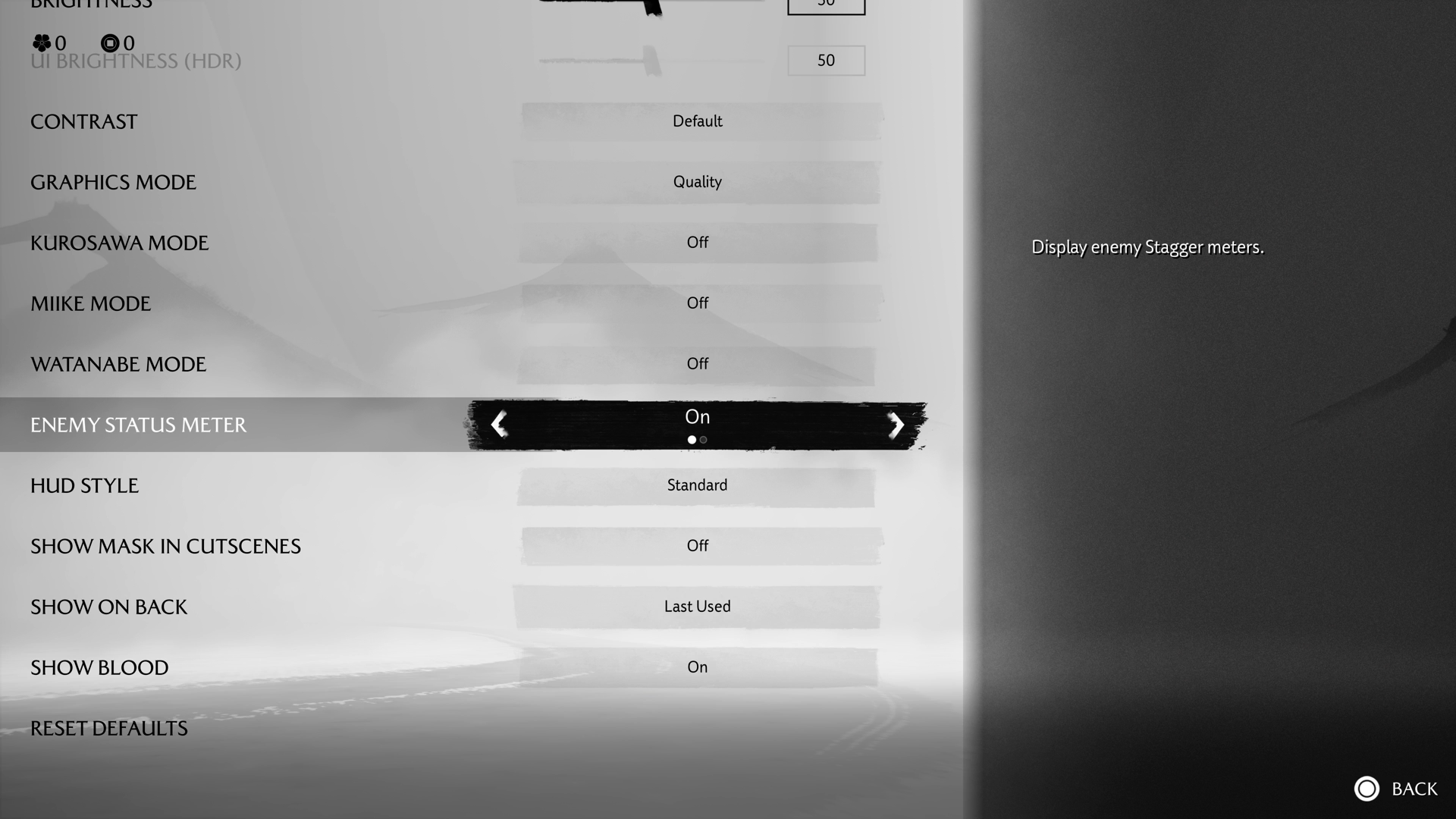 Ghost of Yotei settings [Source: Deltias Gaming/Sucker Punch]