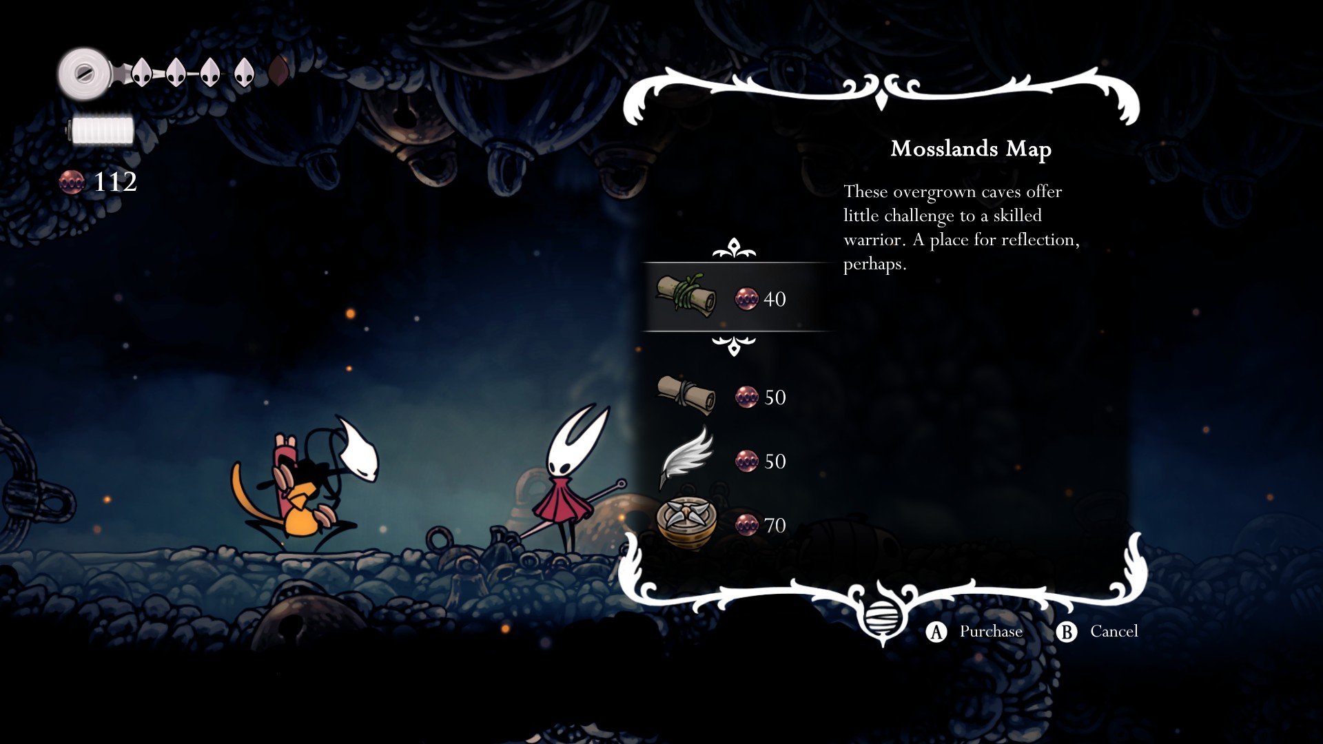 Shakra lets you buy the Compass and Map in Silksong (Image via Team Cherry)