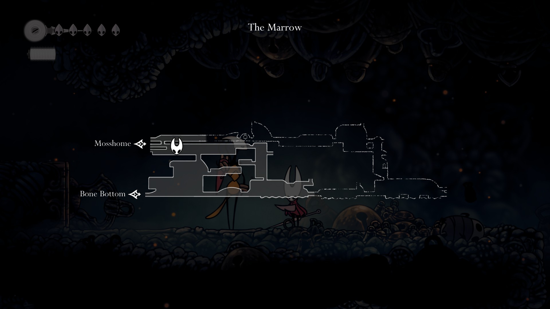 Shakra location on the map (Image via Team Cherry) Silksong Map Compass Merchant