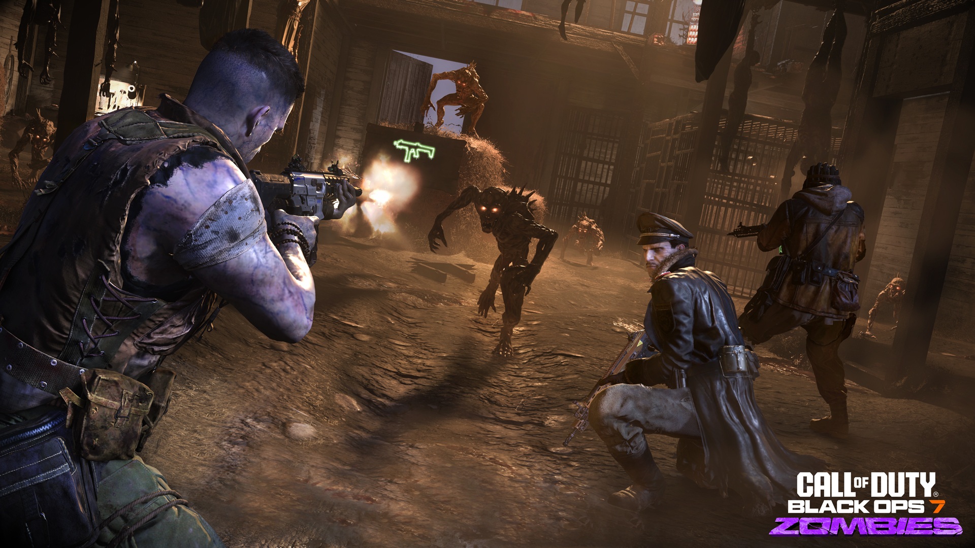 Operators fighting enemies in Standard mode in Black Ops 7 Zombies