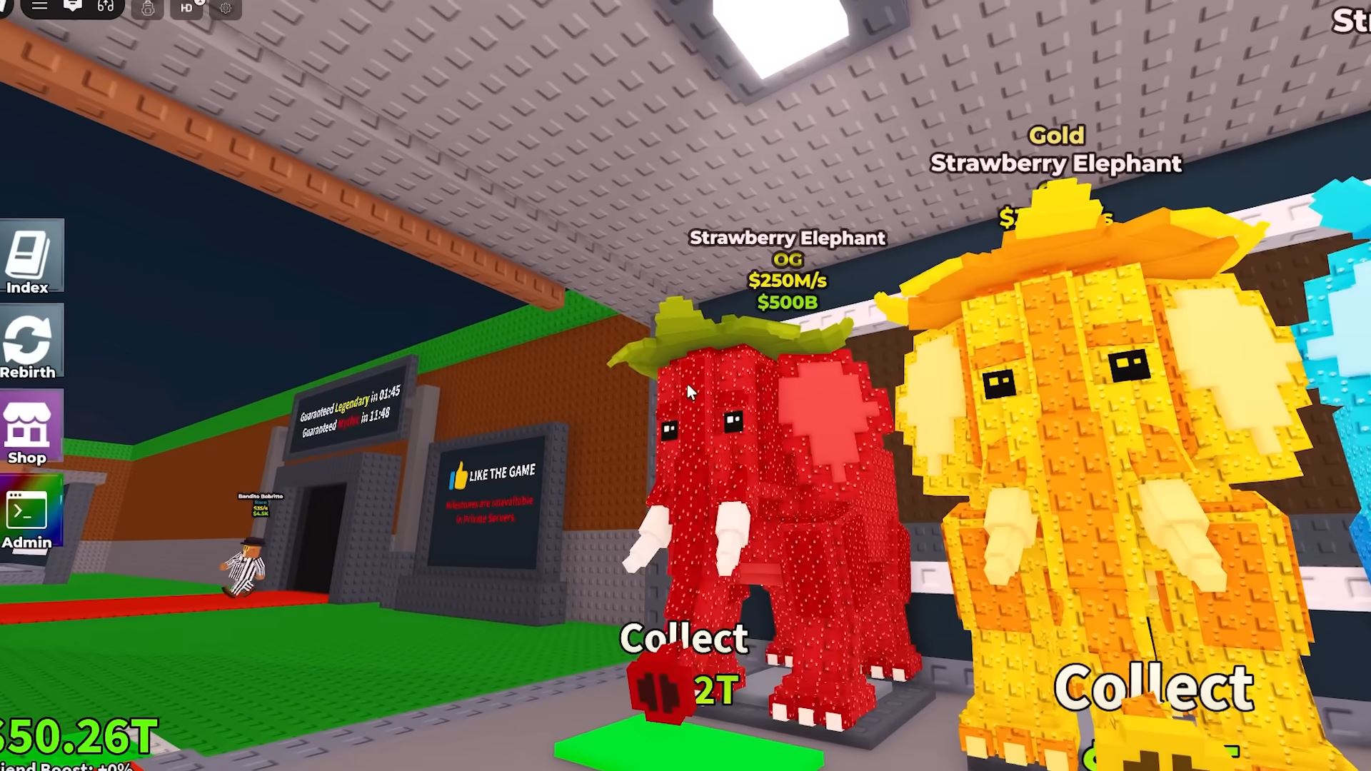 Strawberry Elephant in base (Image via Roblox Corporation)
