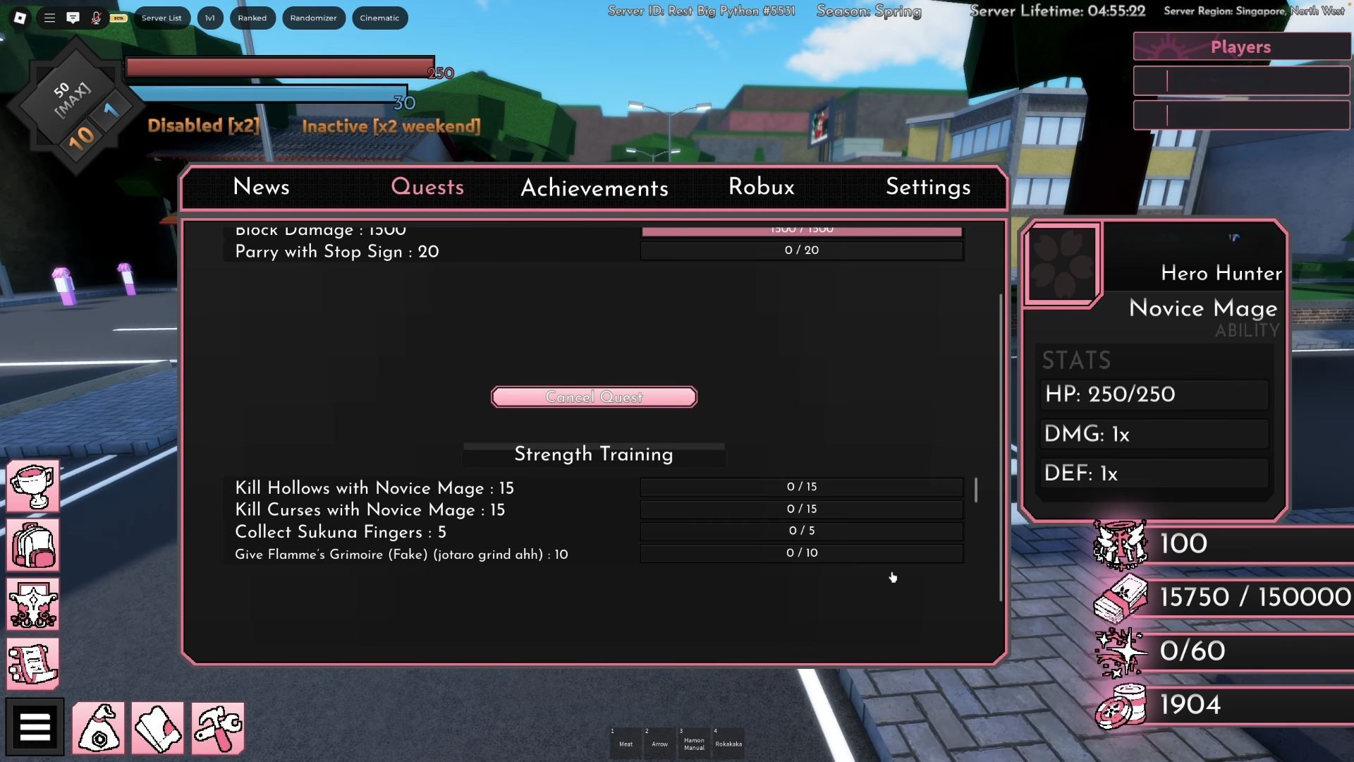 Strength Training Quest (Image via Roblox Corporation)