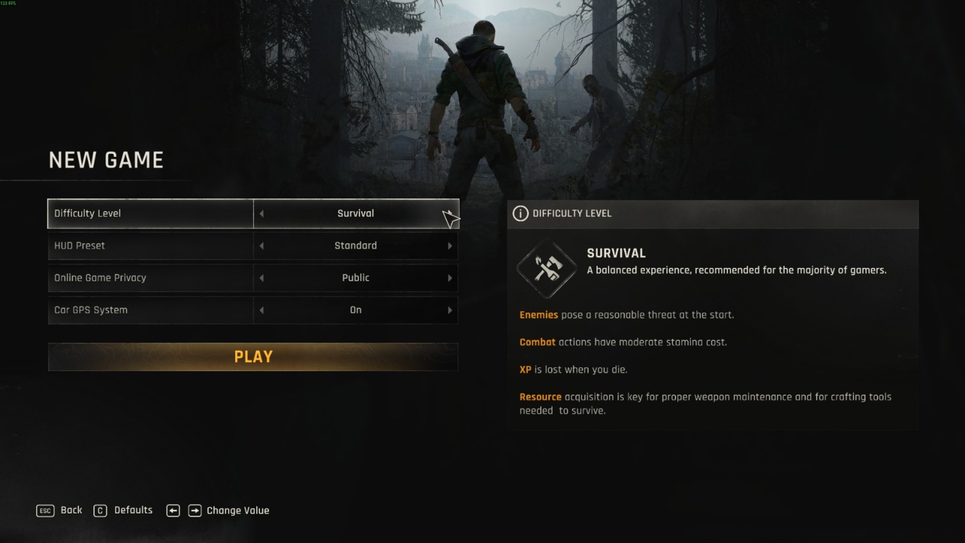 Survival difficulty mode in Dying Light The Beast.