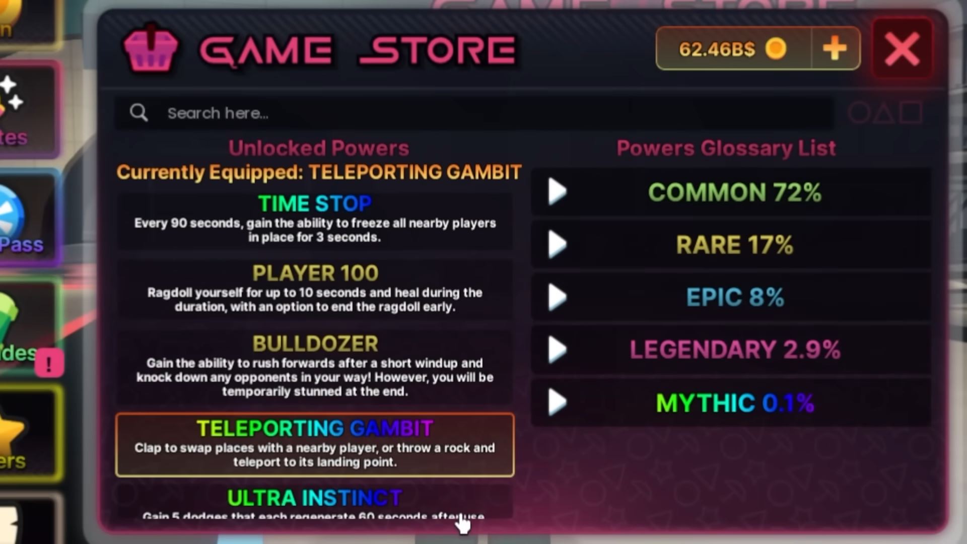 Teleporting Gambit Power (Image via Roblox Corporation)