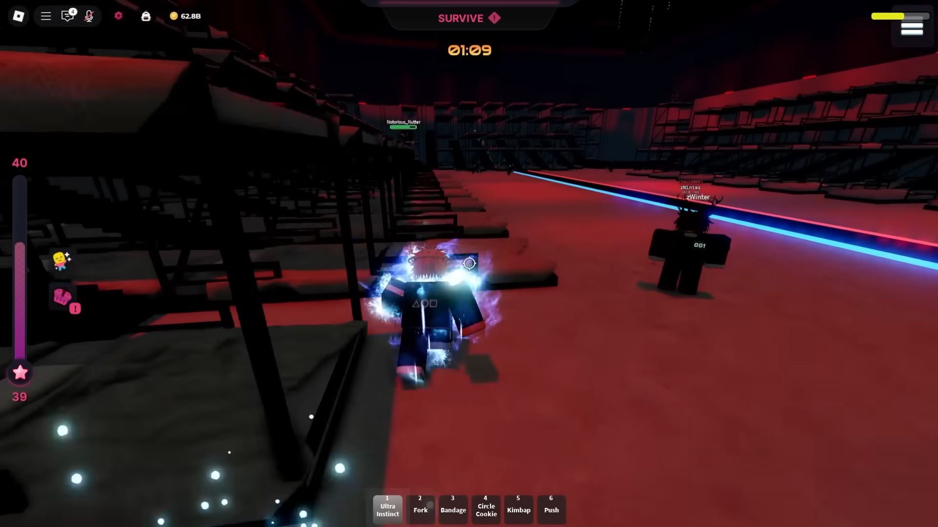 Ultra Instinct in lights out (Image via Roblox Corporation)