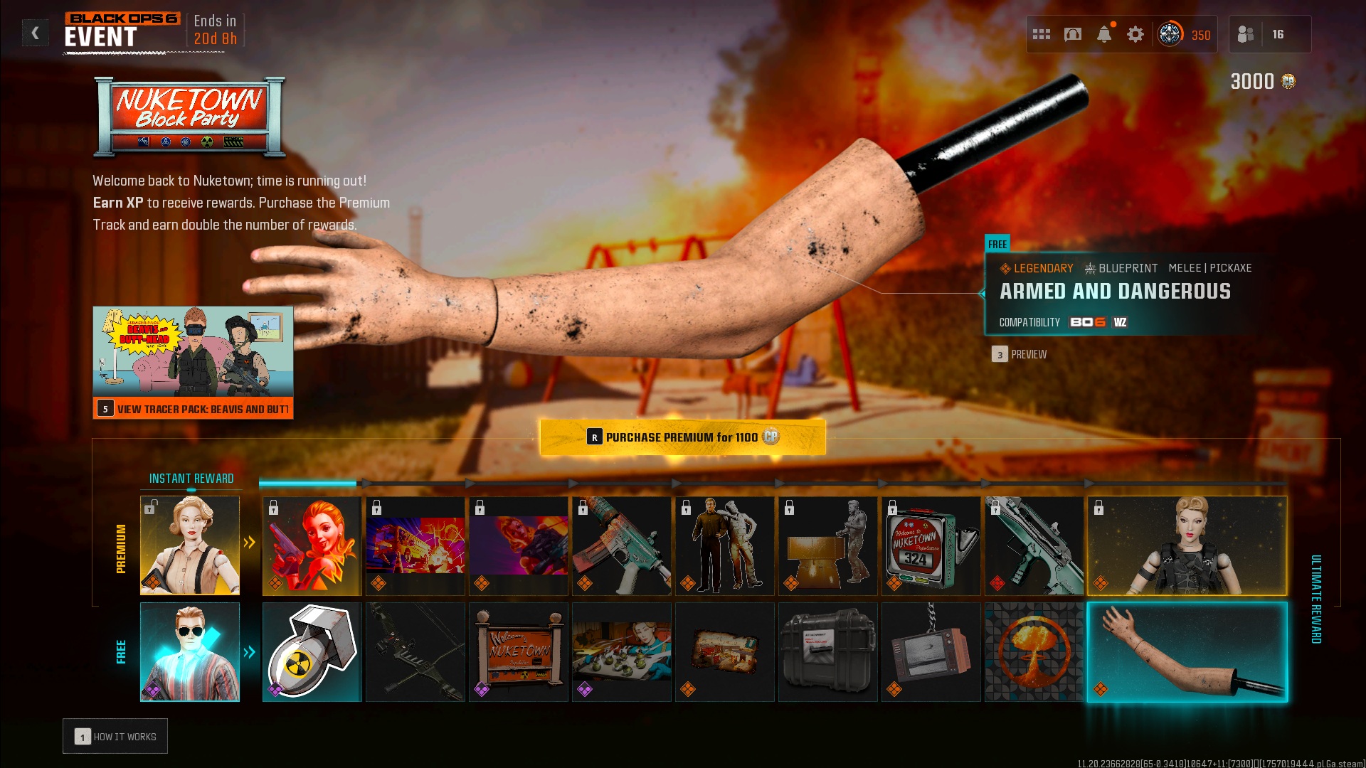 Armed and Dangerous Melee Blueprint in Warzone and Black Ops 6 as a reward in the Nuketown Block Party event