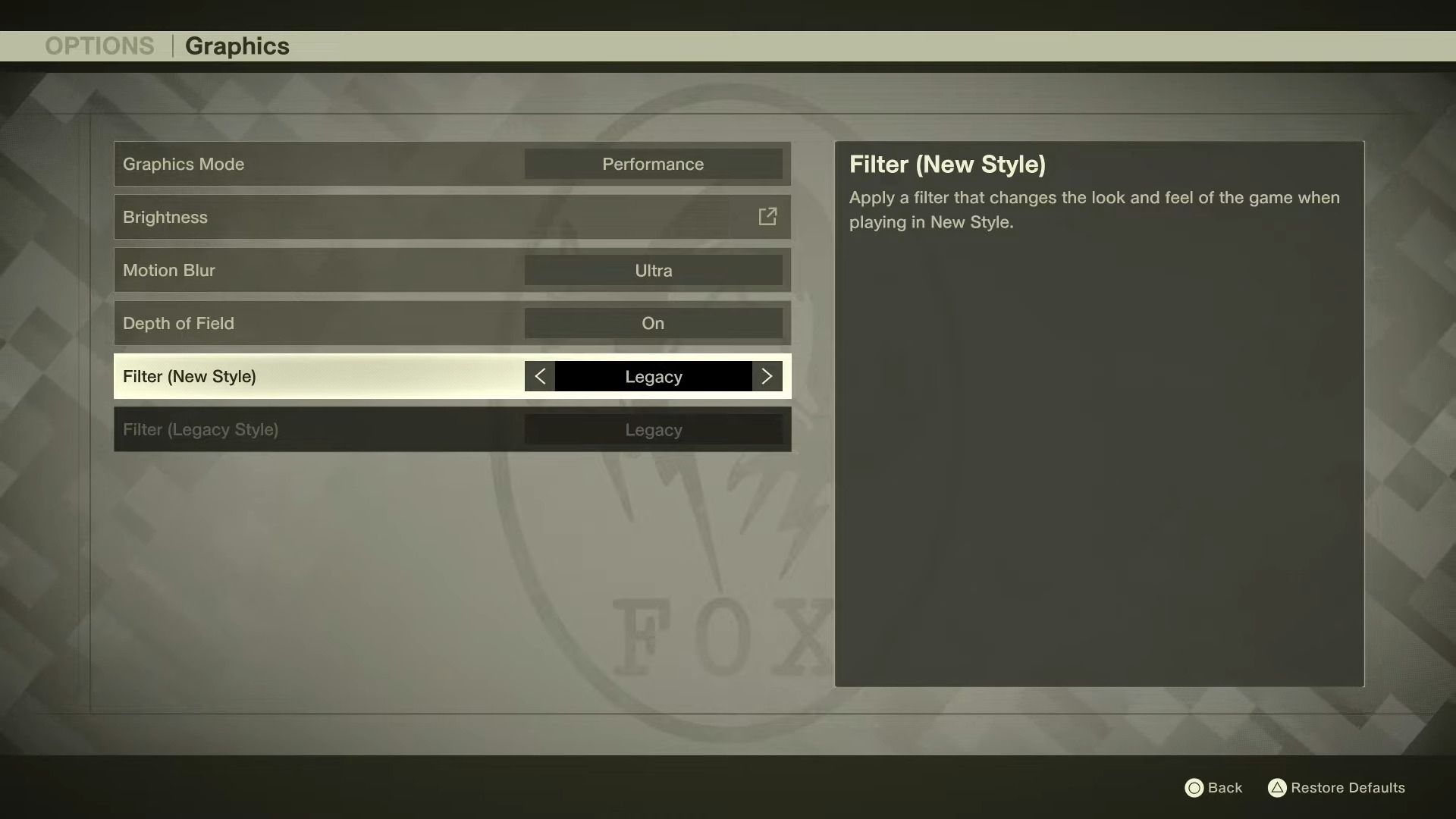 Metal Gear Solid Delta Settings Filter