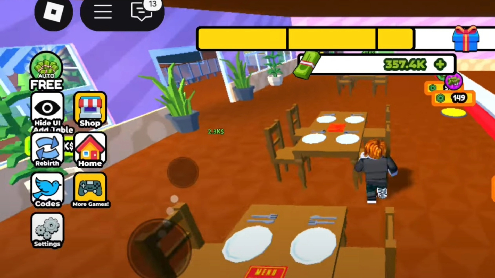 You can see the codes button with the blue bird icon on it