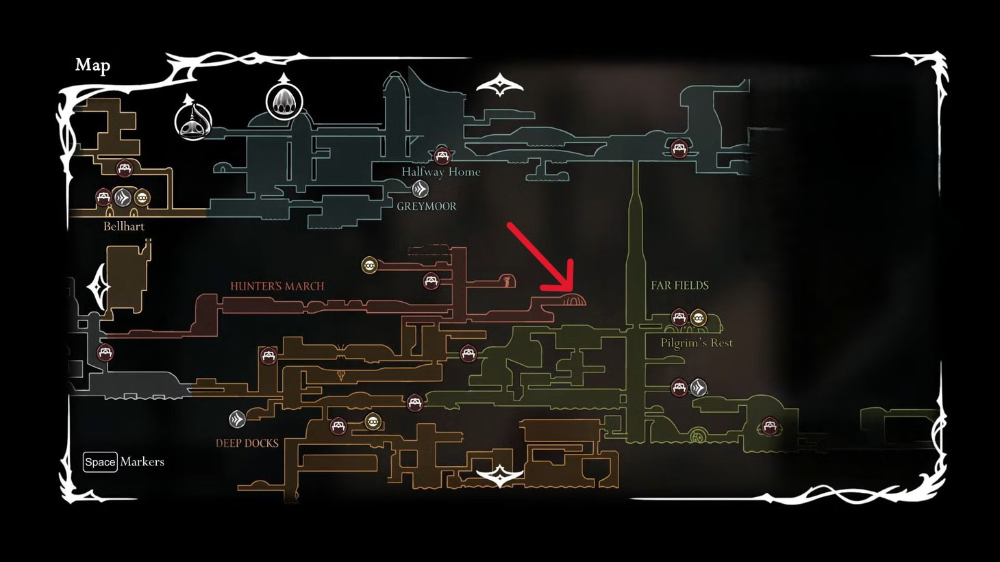 Beast Crest's location in Hollow Knight Silksong.