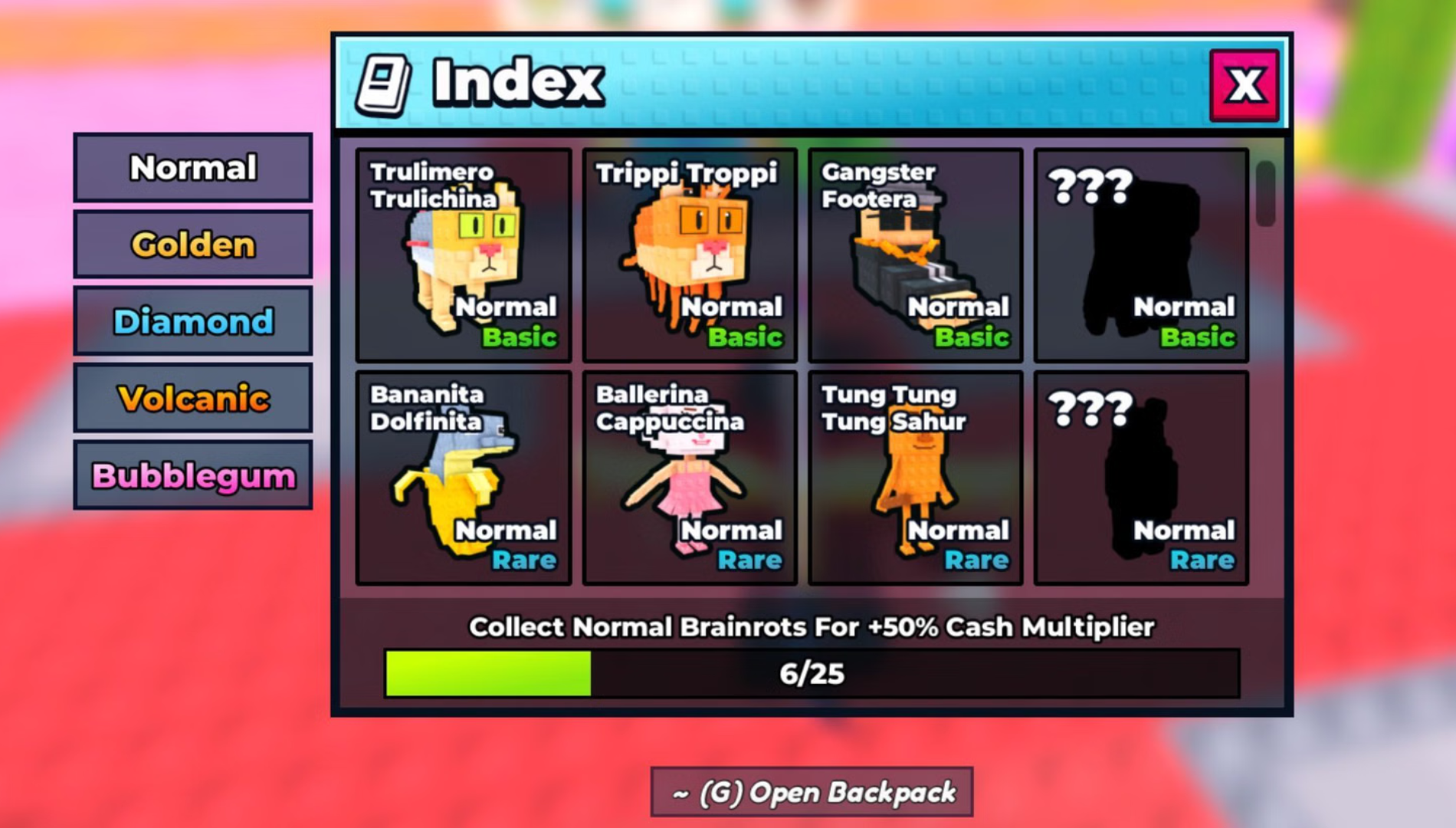 Complete the index by collecting the Brainrot Units (Image via I make brainrot games | Roblox)