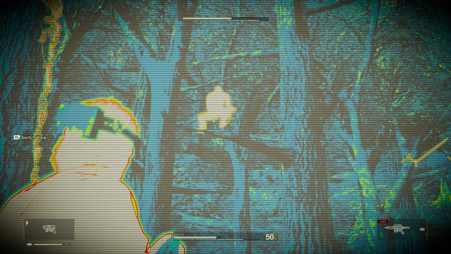 Track his movements with the Thermal Goggles (Source: Konami)