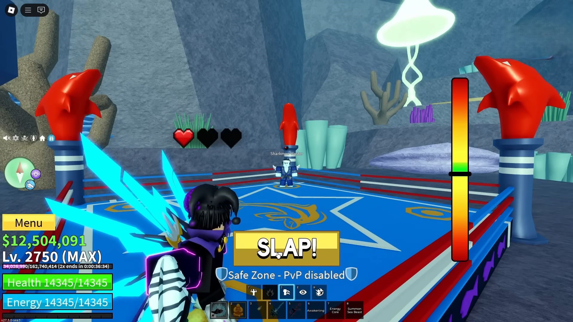 slapping Sharkman Master (Image via Roblox Corporation)