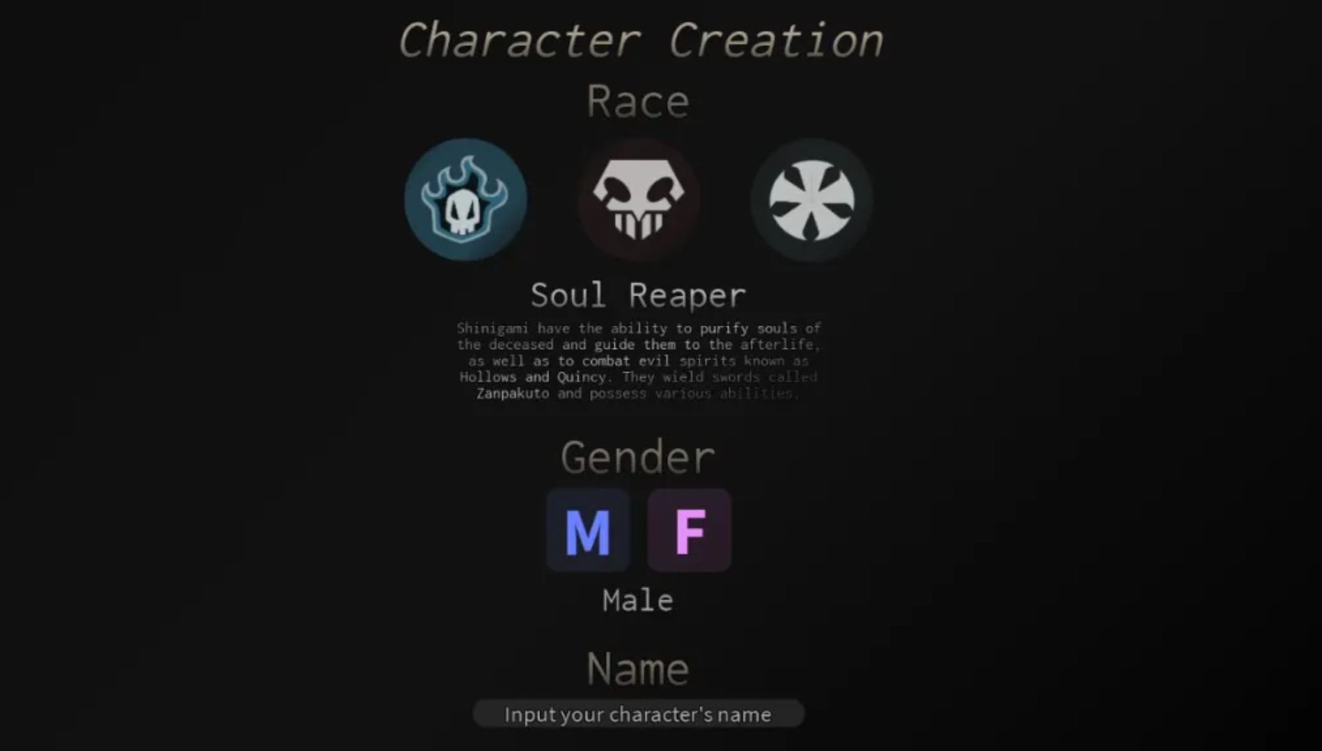 There are three separate races in the game (Image via Type Soul | Roblox)
