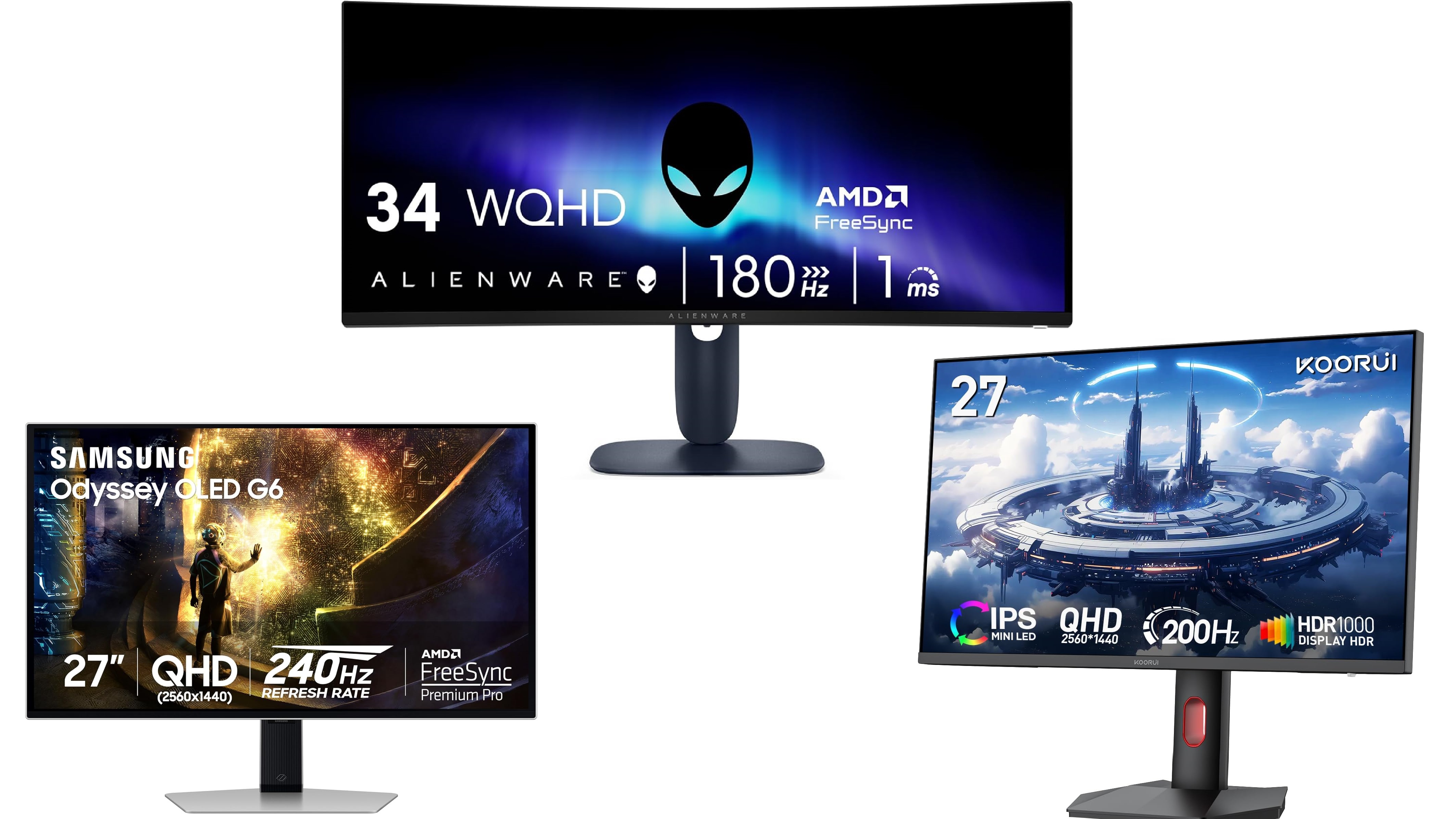 Picture of a collection of QHD monitors