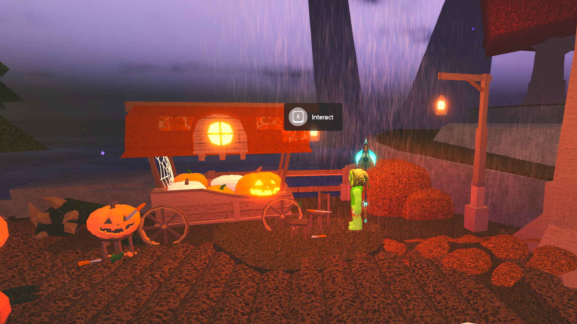 A pumpkin carving station (Image via Roblox Corporation)