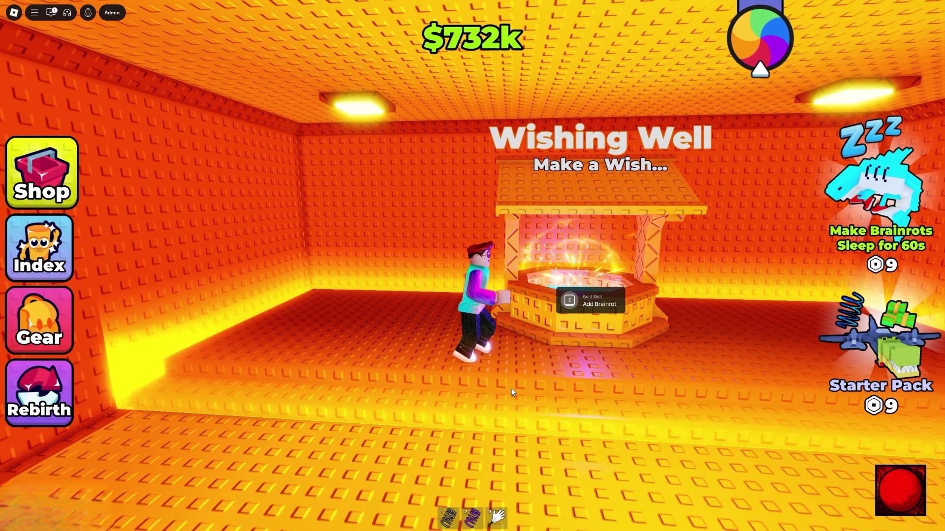 Adding Brainrot to the Wishing Well (Image via Roblox Corporation)