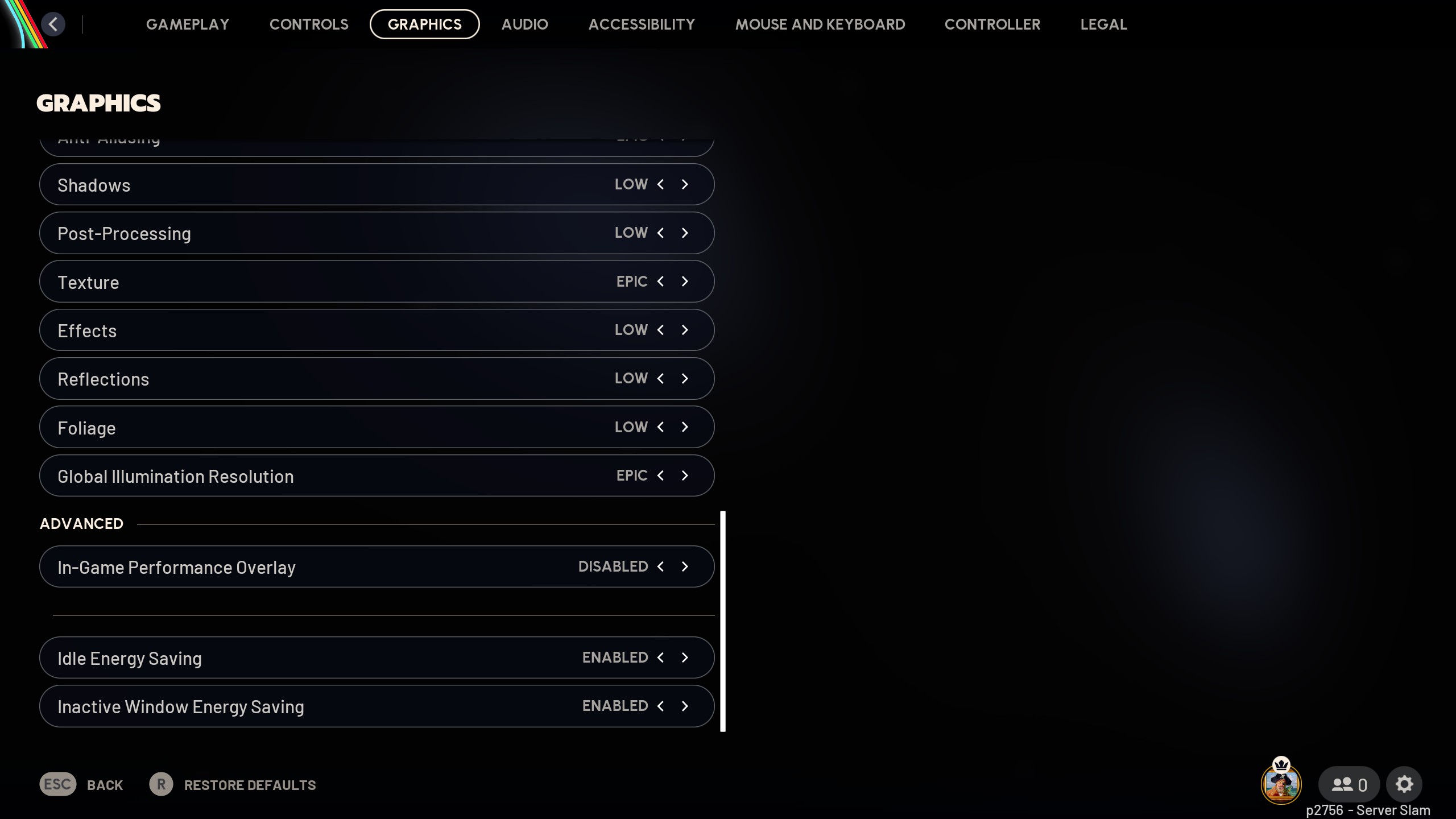 Picture of Arc Raiders Graphics settings page