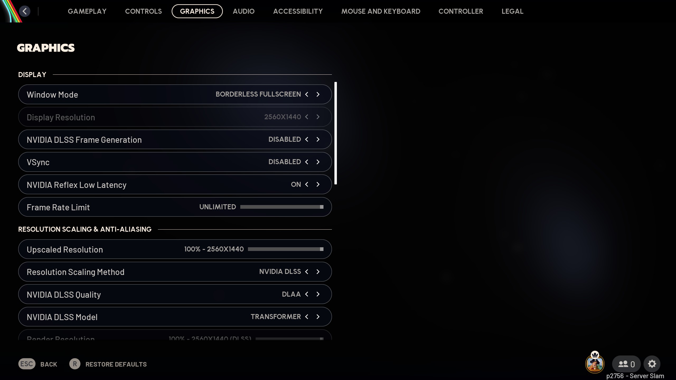 Arc Raiders Settings Page 1 (Image via Embark Studios)