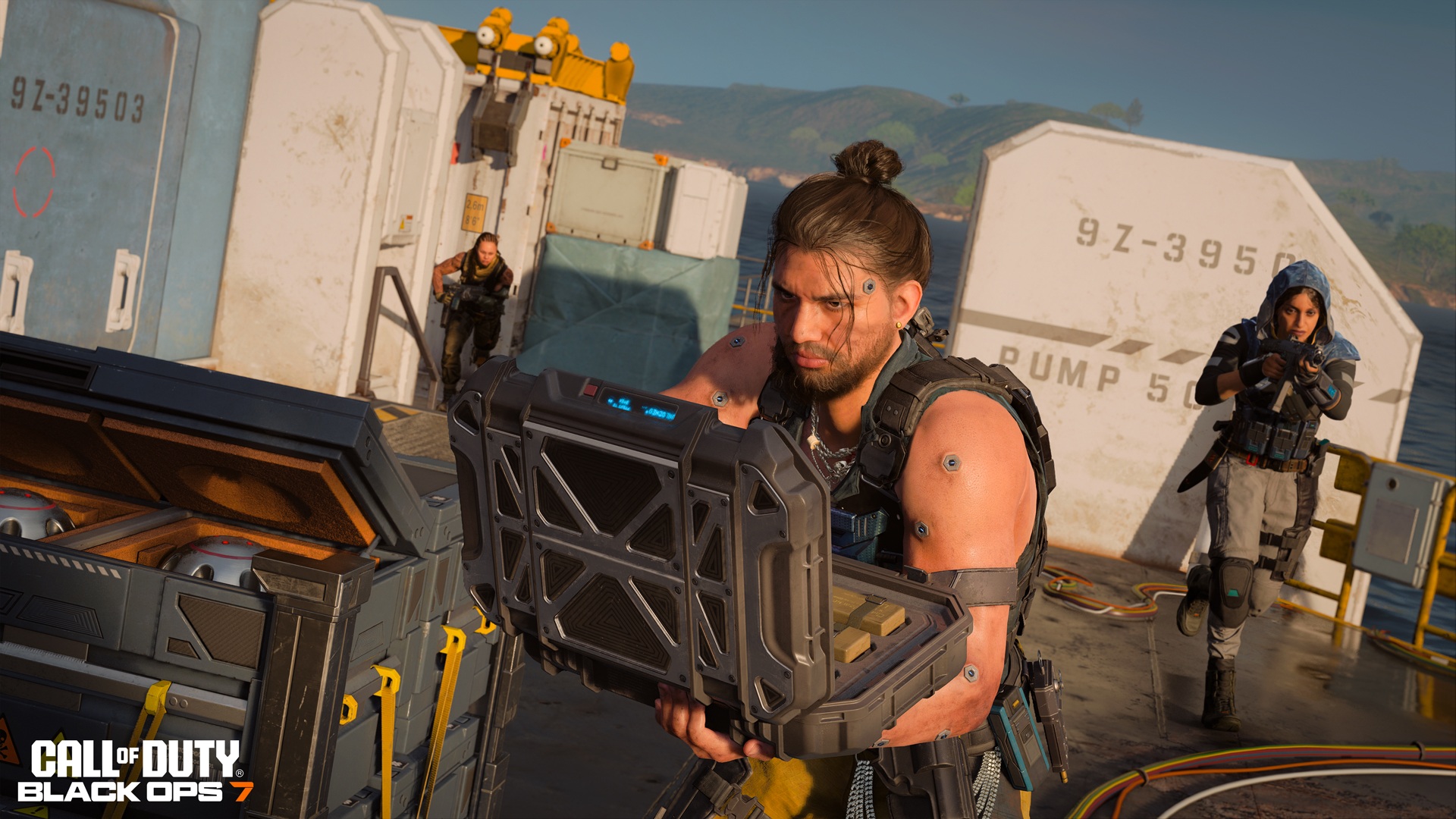 An Operator in Black Ops 7 interacting with a portable PC