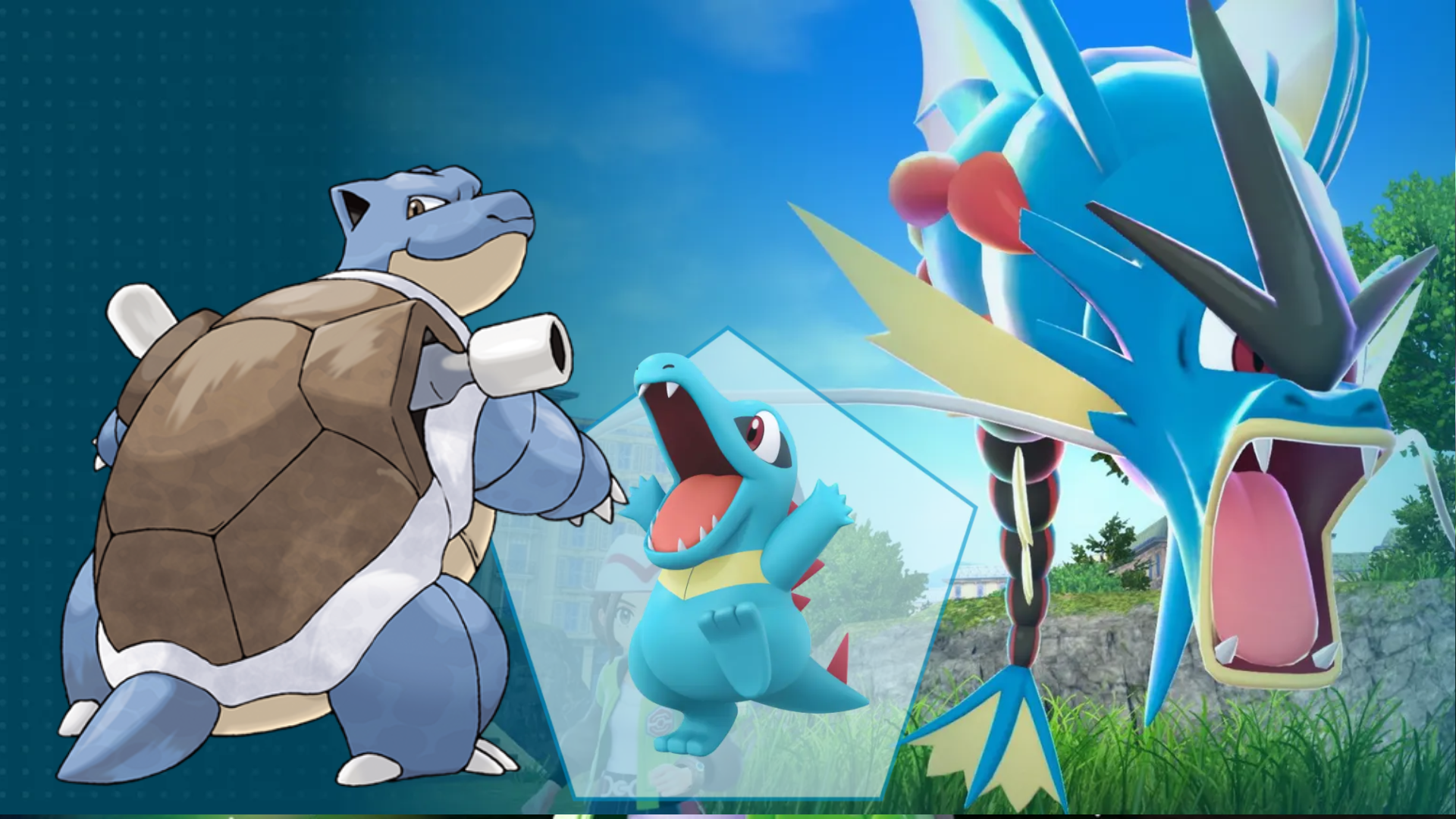 Blastoise, Totodile and Mega Gyarados (Image via The Pokemon Company)
