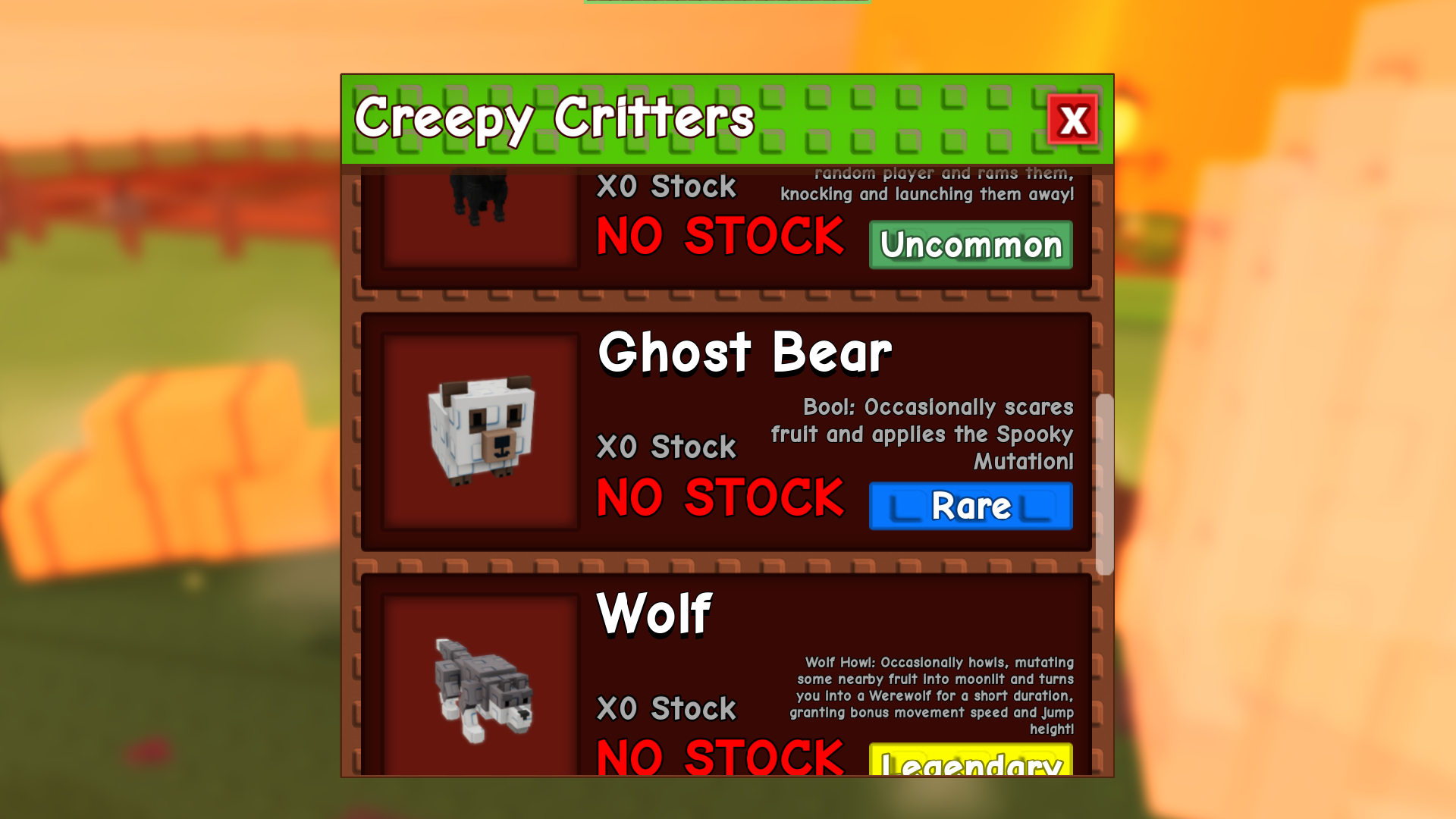 Creepy Critters Shop Stock
