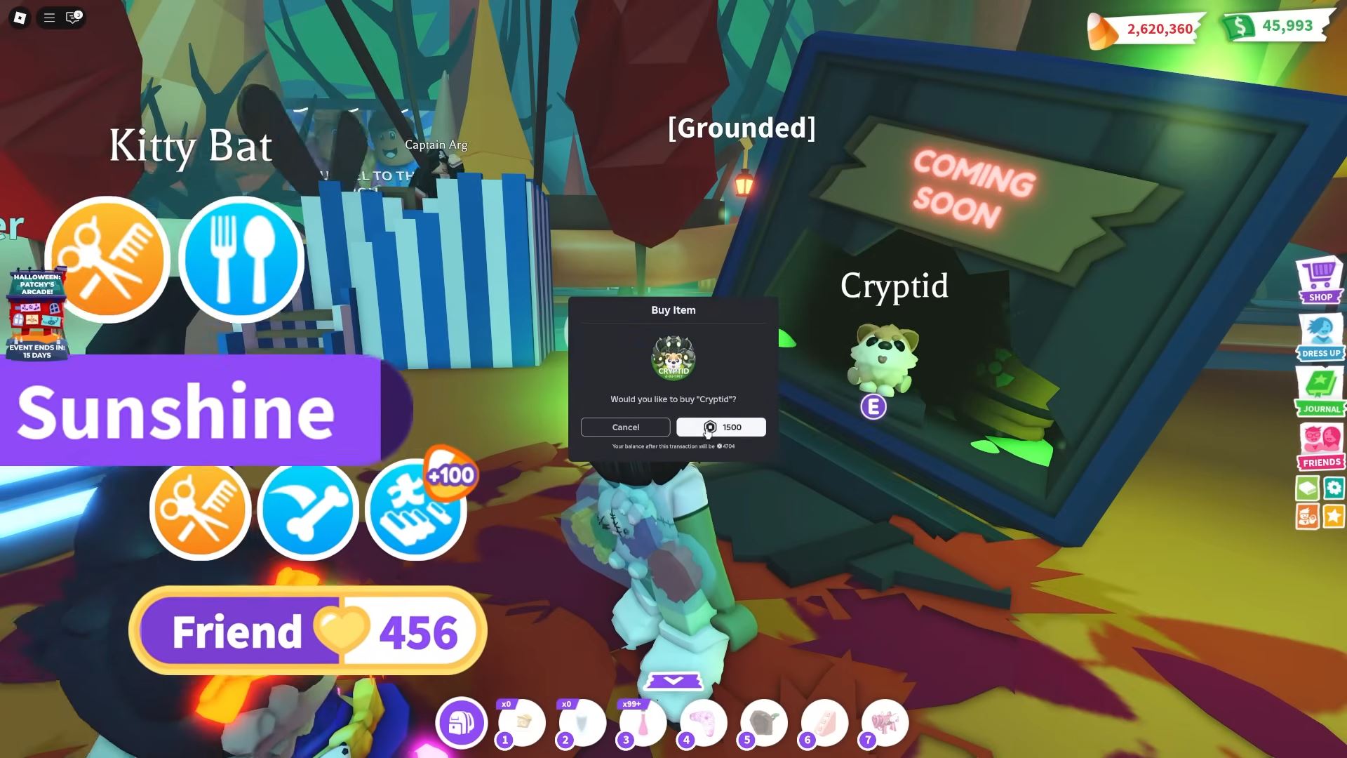 Buying Cryptid Pet (Image via Roblox Corporation)