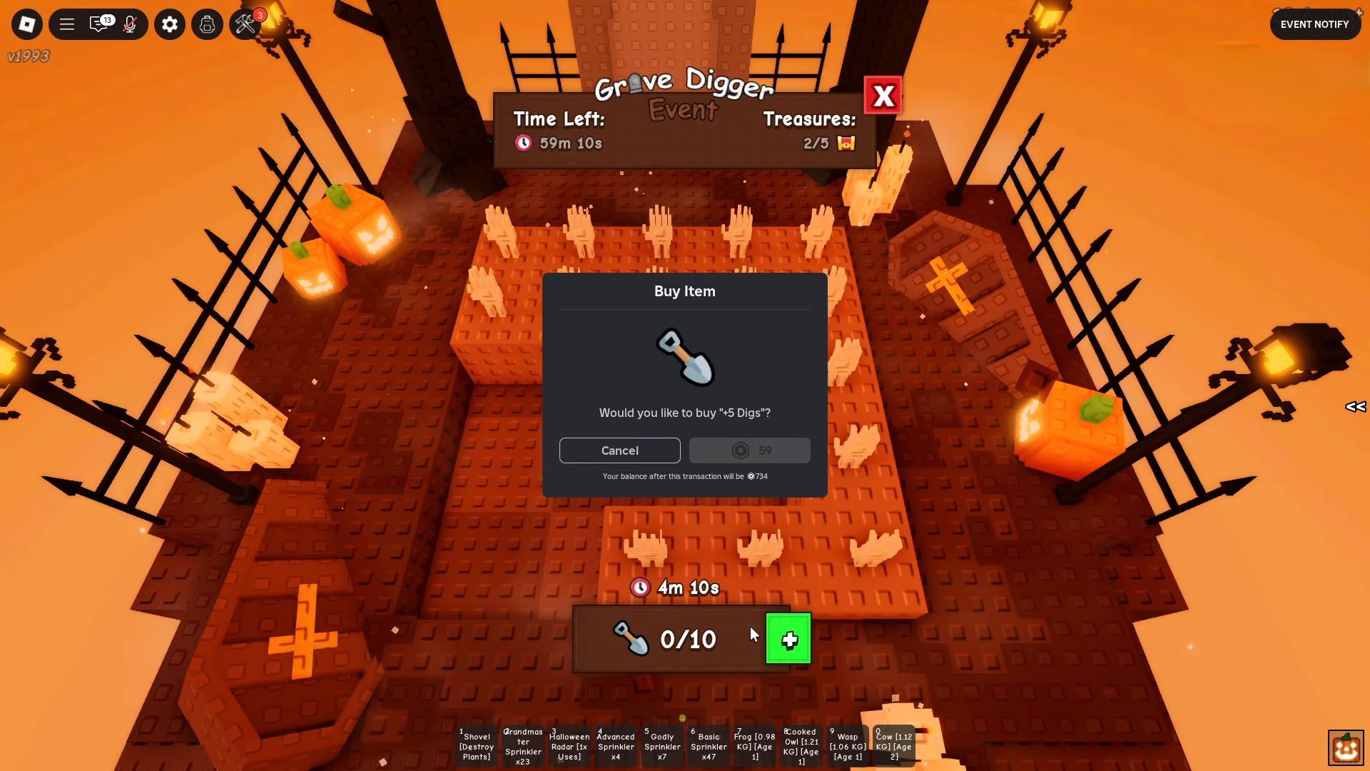 Buying Digs (Image via Roblox Corporation)