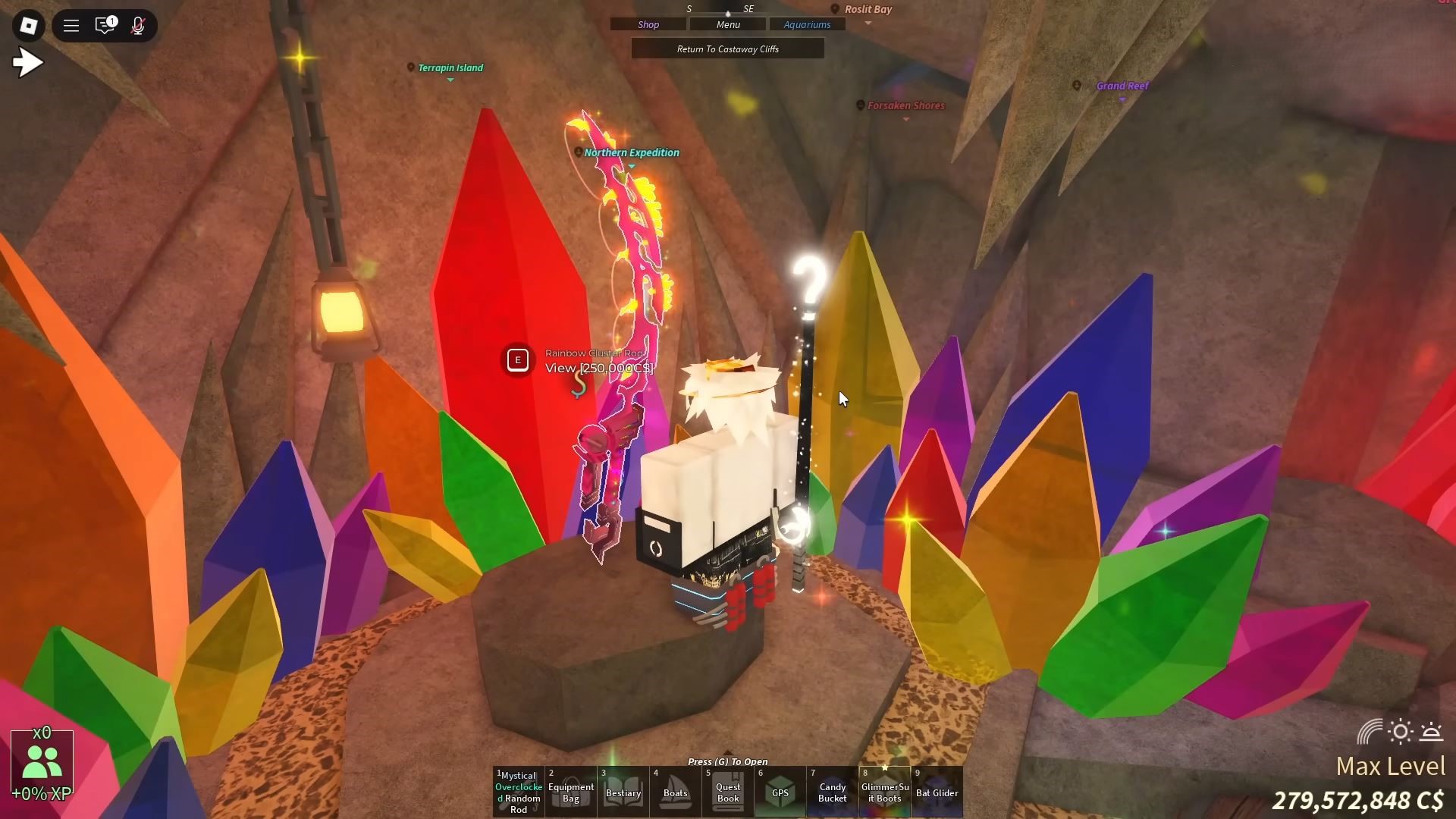 Buying the Rainbow Cluster Rod (Image via Roblox Corporation)