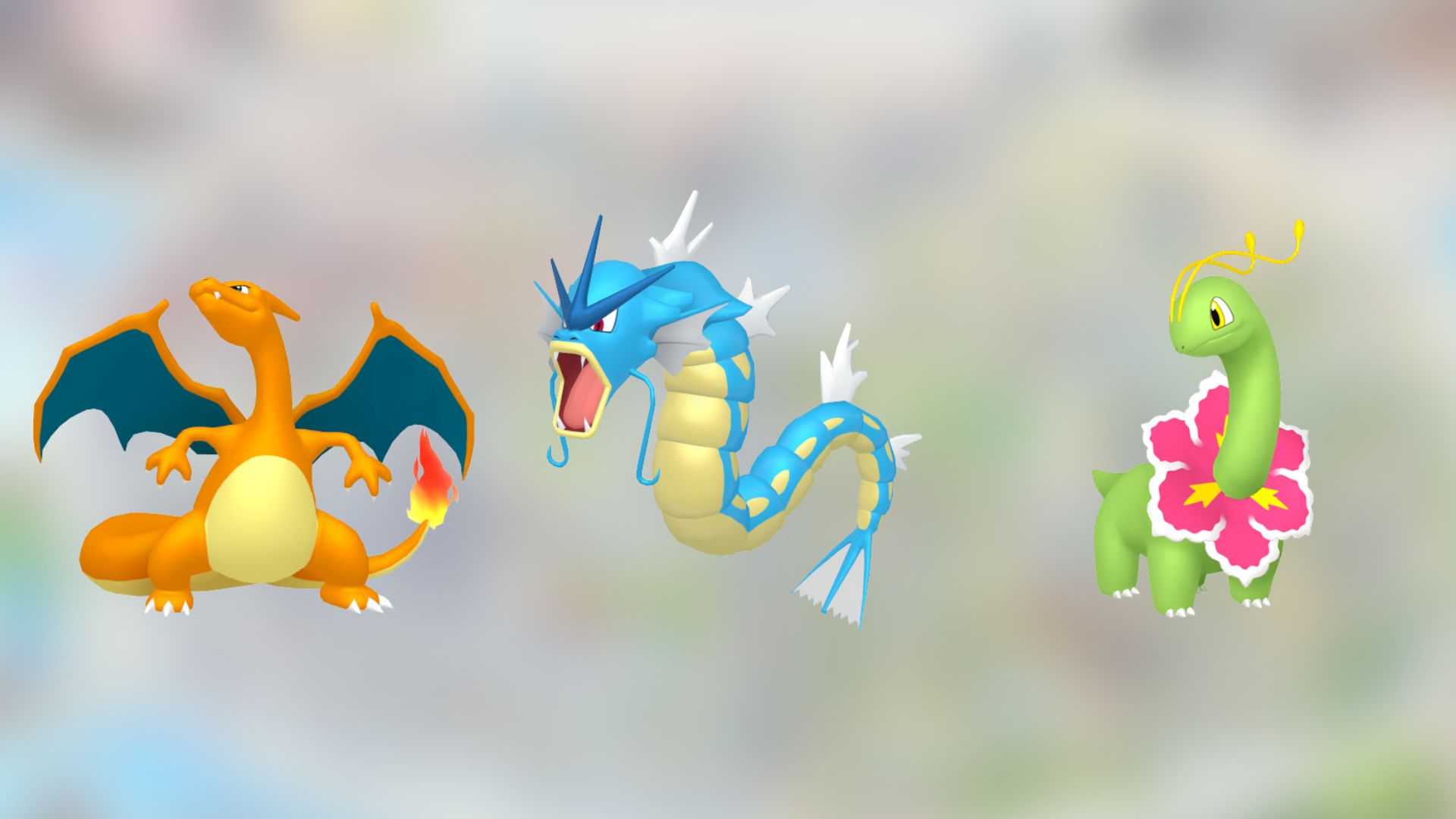 Charizard, Gyarados, and Meganium (Image via The Pokemon Company)
