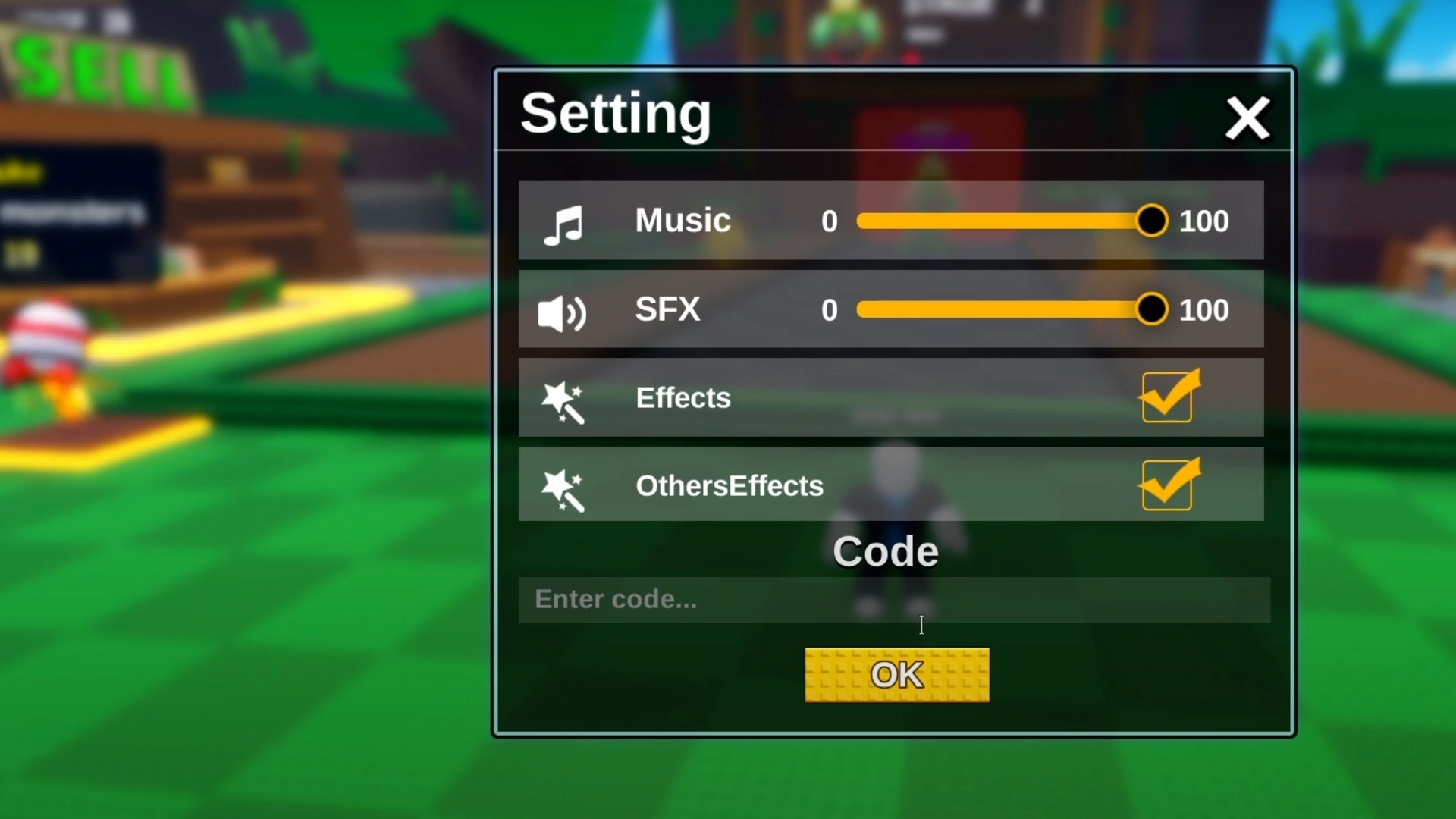 Code Redemption field