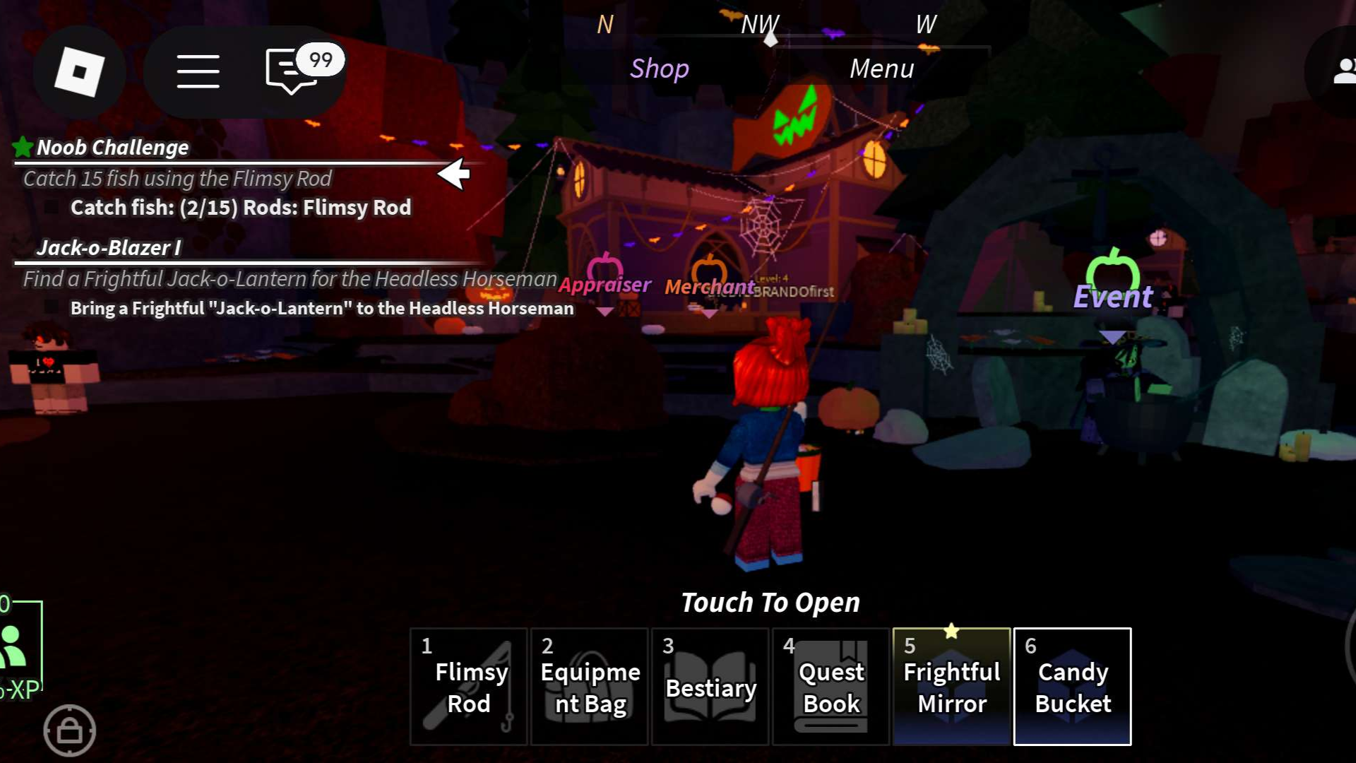 Complete quests to get Candy (Image via Roblox Corporation) FischFright Event