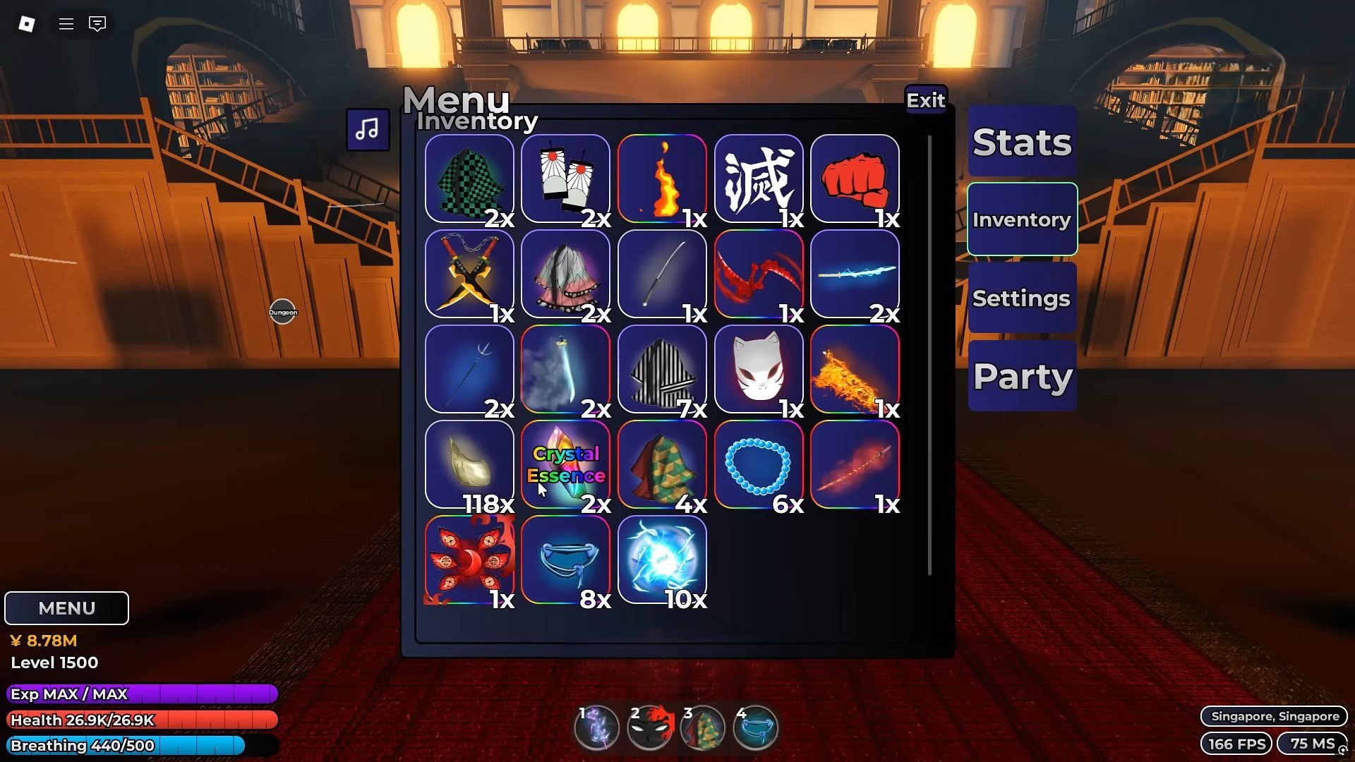 Crystal Essence in Inventory (Image via Roblox Corporation)