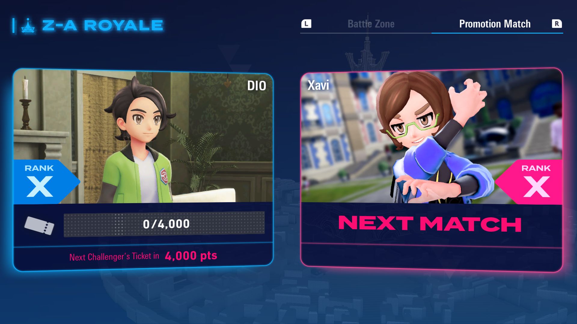 Defeat Xavi to receive a promotion to Rank W (Image via The Pokemon Company)