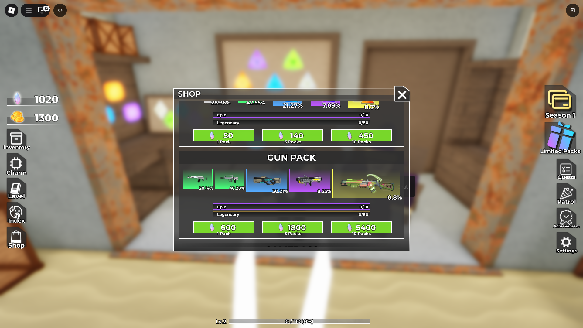 Buying new guns (Image via Roblox Corporation)