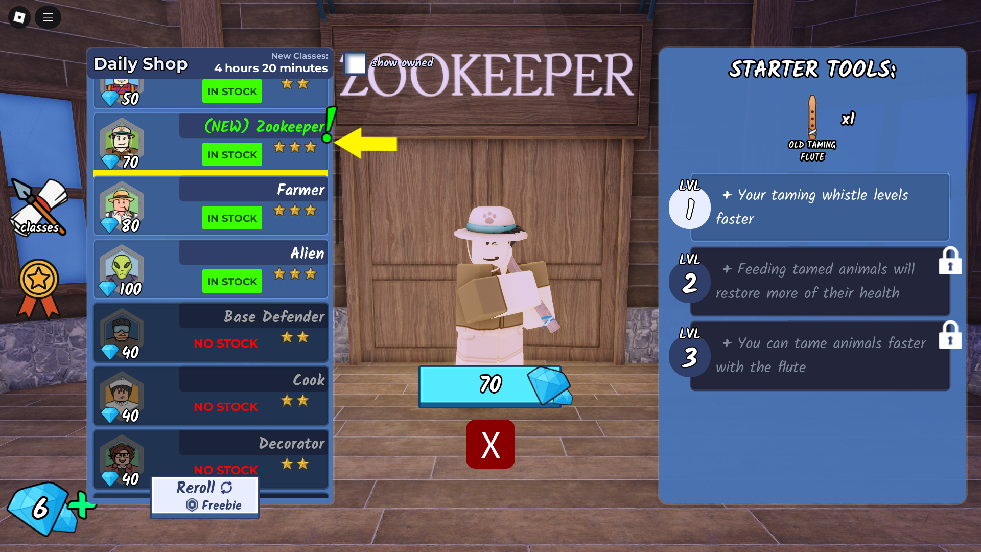 Zookeeper Class in 99 nights in the forest (Image via Roblox Corporation)