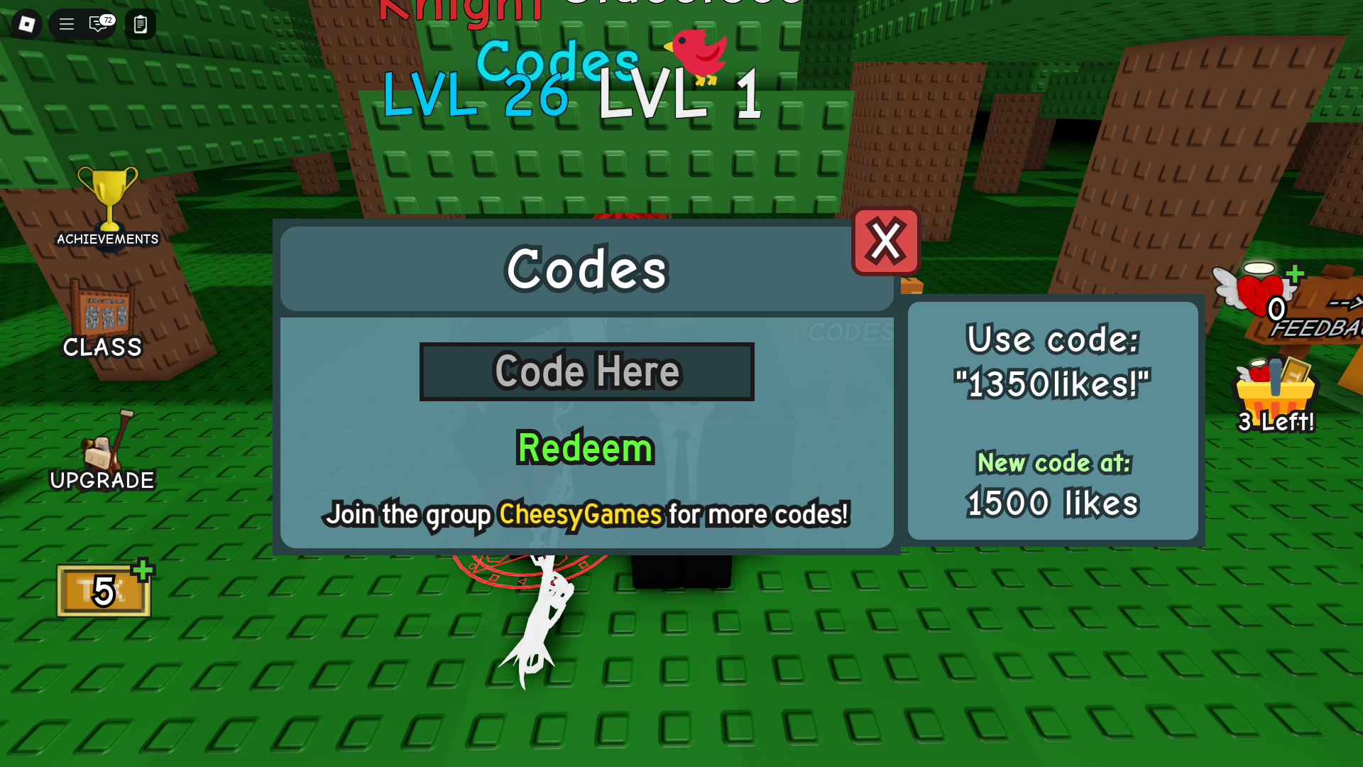 Redeeming codes for free spins (Image via Roblox Corporation)