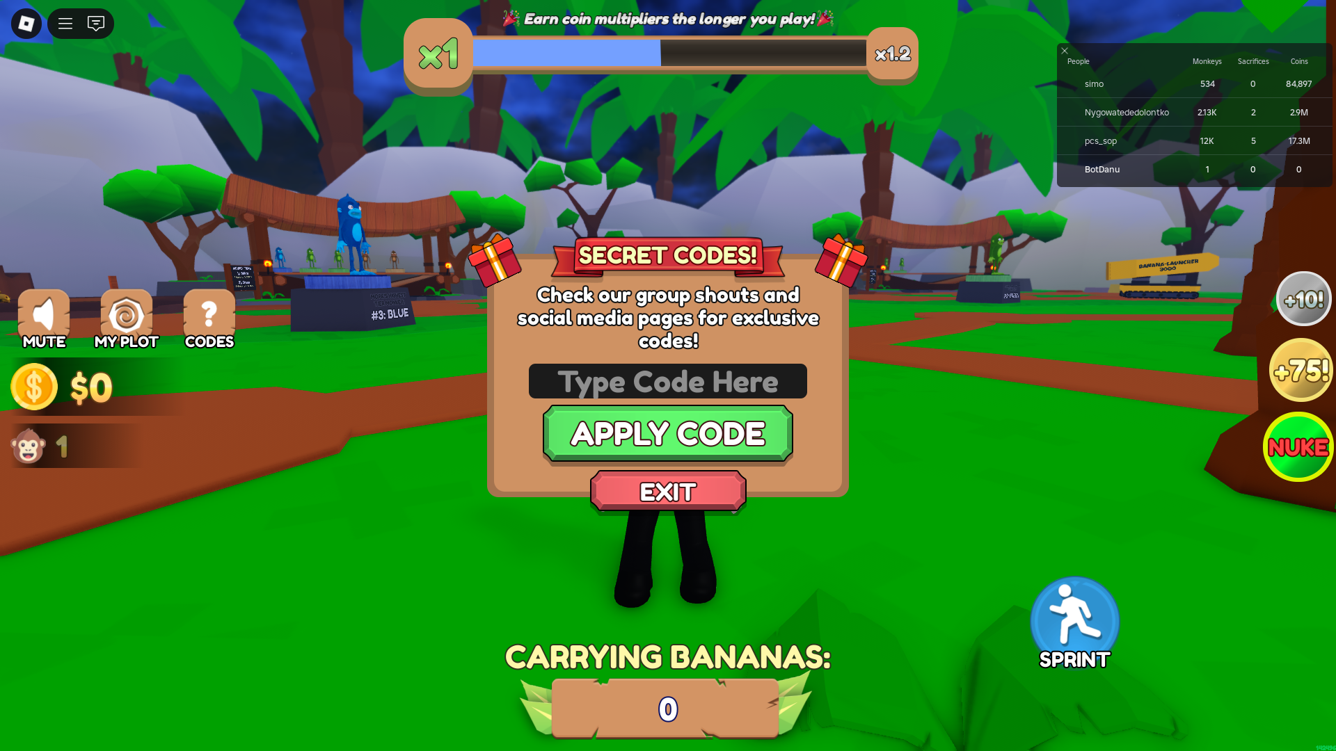 Redeeming codes (Image via Roblox Corporation)