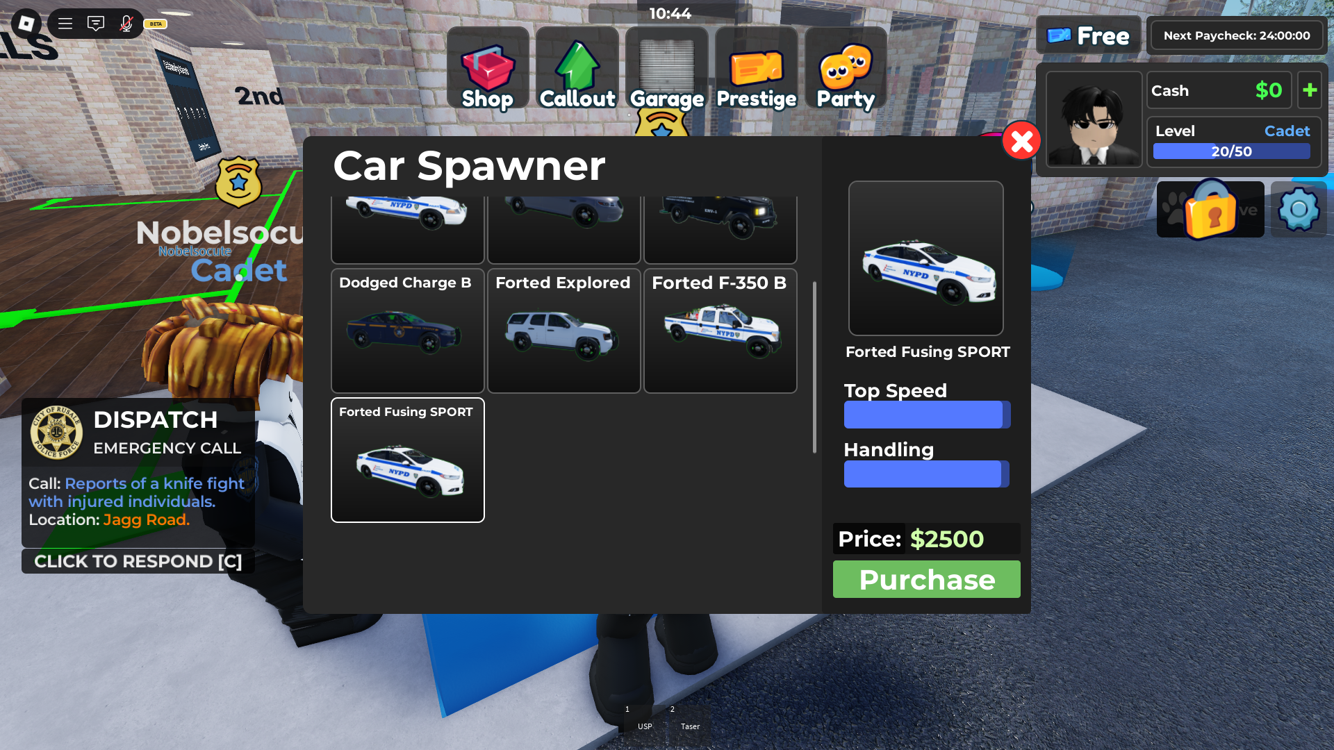 Buying better cars (Image via Roblox Corporation)