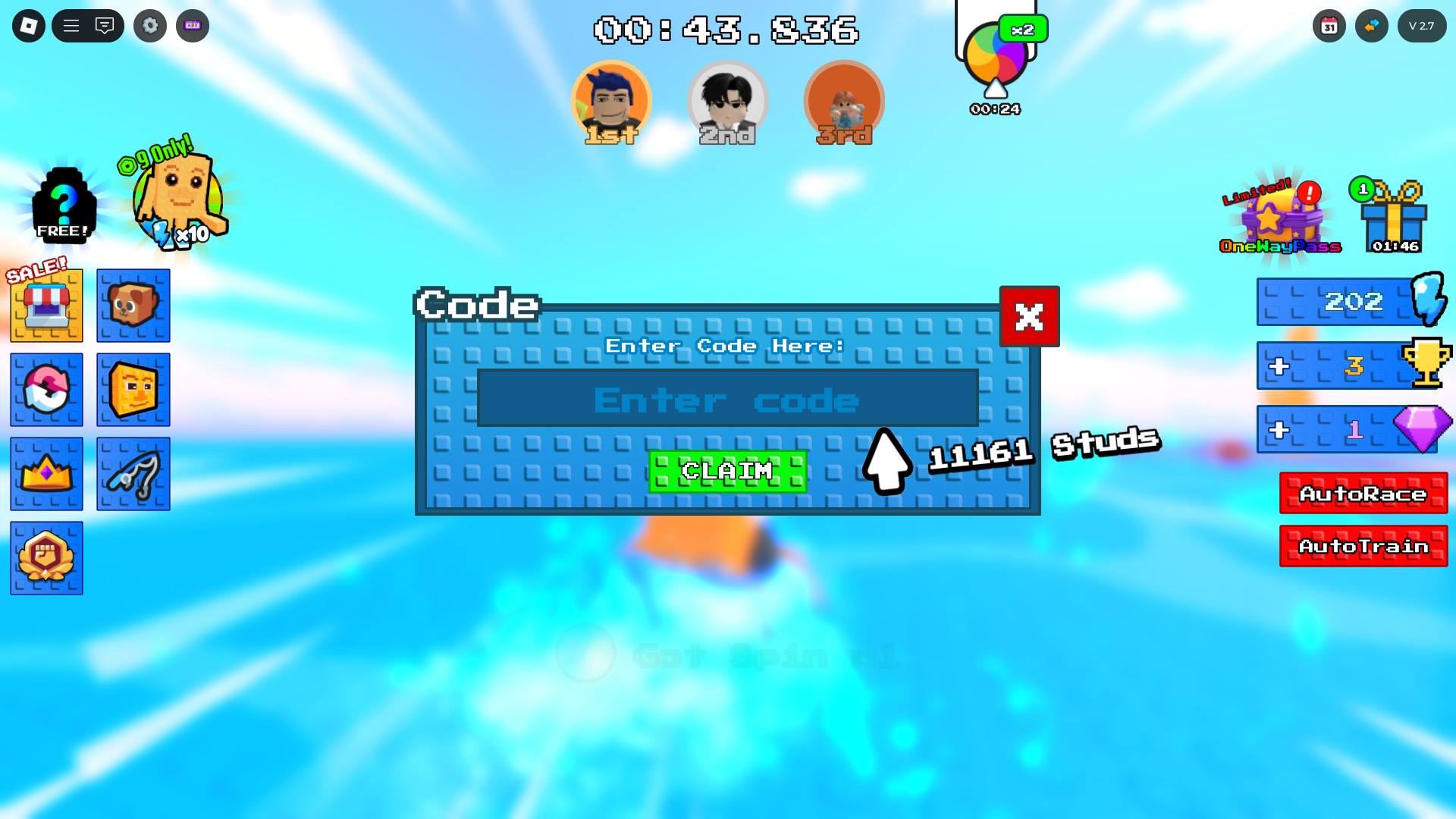Redeeming codes (Image via Roblox Corporation)