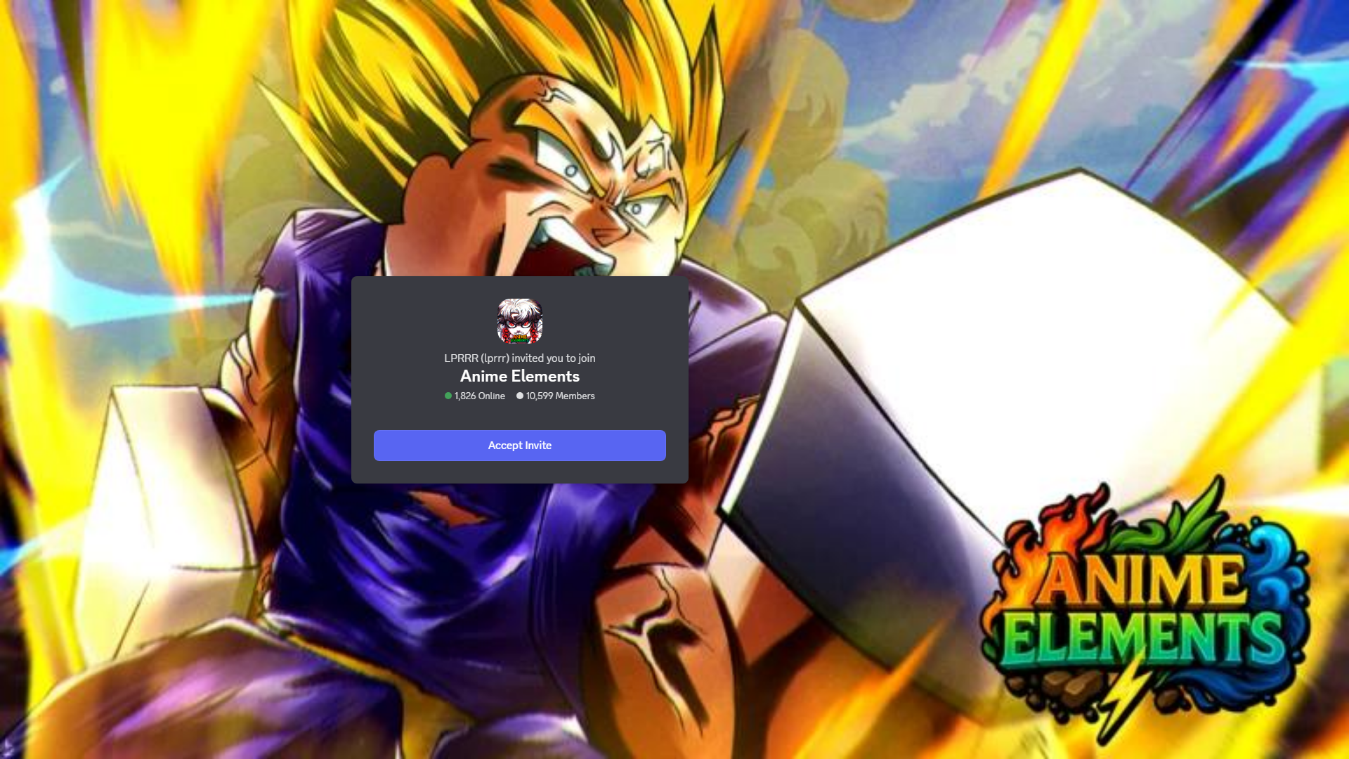 Anime Elements Discord Server Invite (Image via Discord)