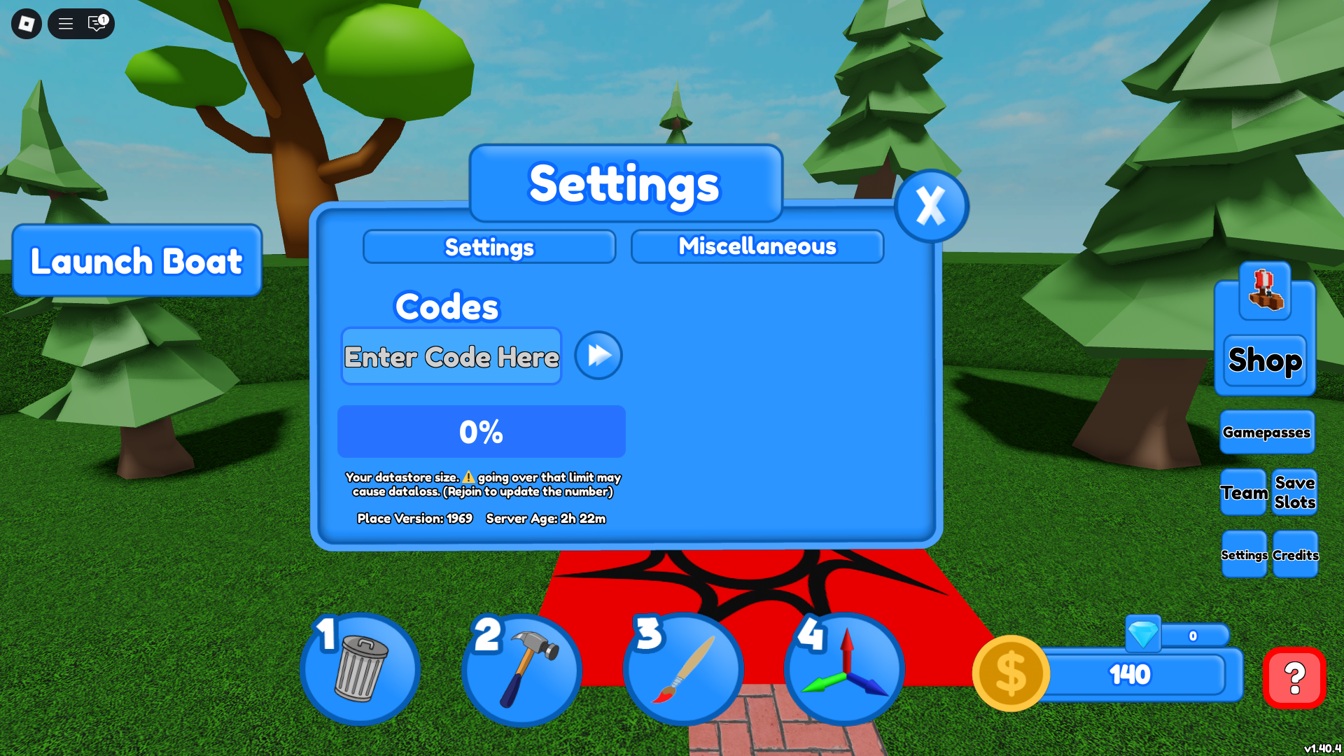 Redeeming codes (Image via Roblox Corporation)