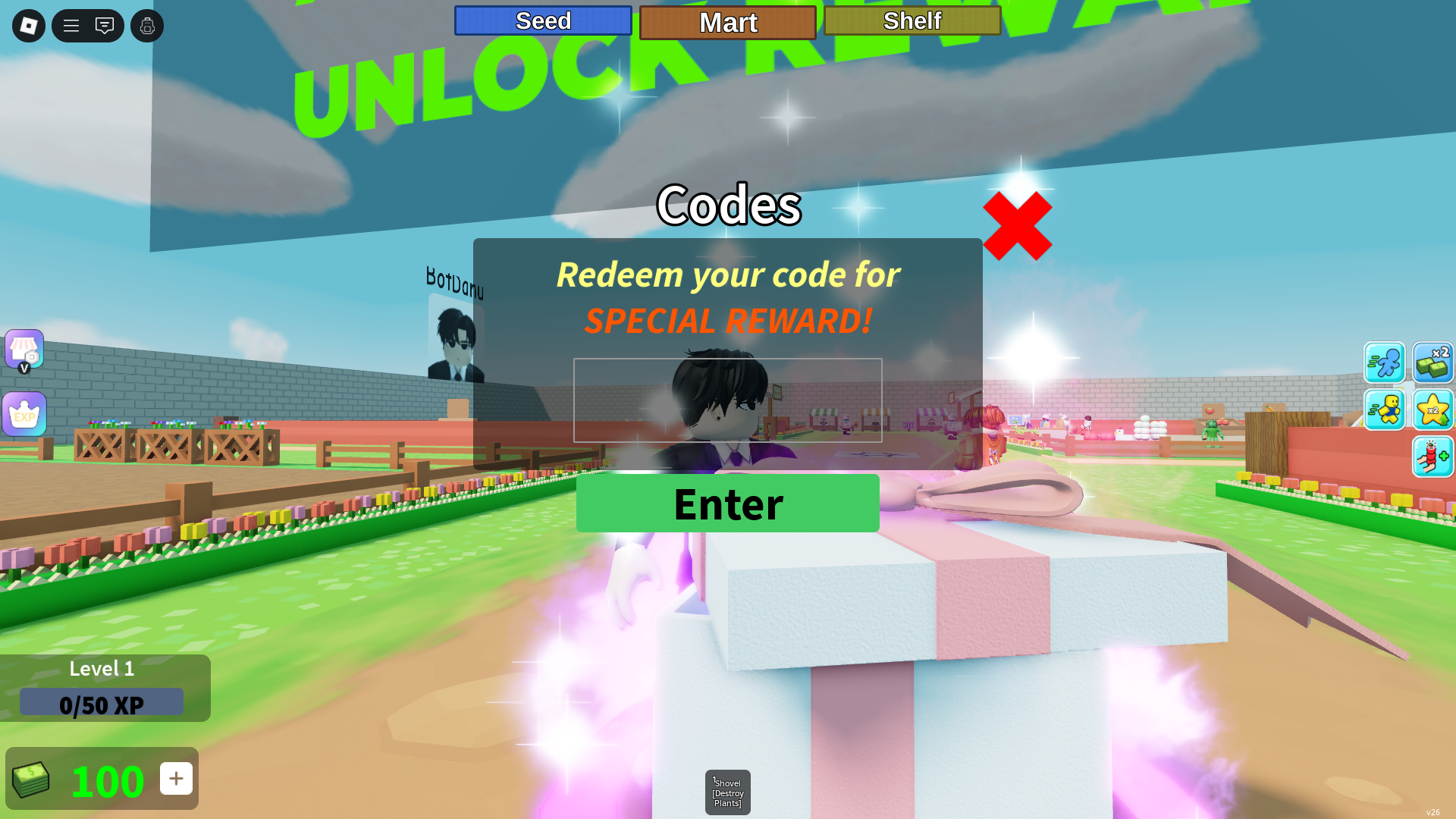 Redeeming codes (Image via Roblox Corporation)