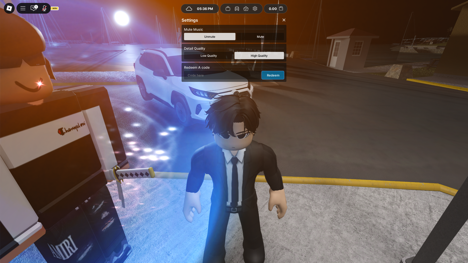 Redeeming codes (Image via Roblox Corporation)