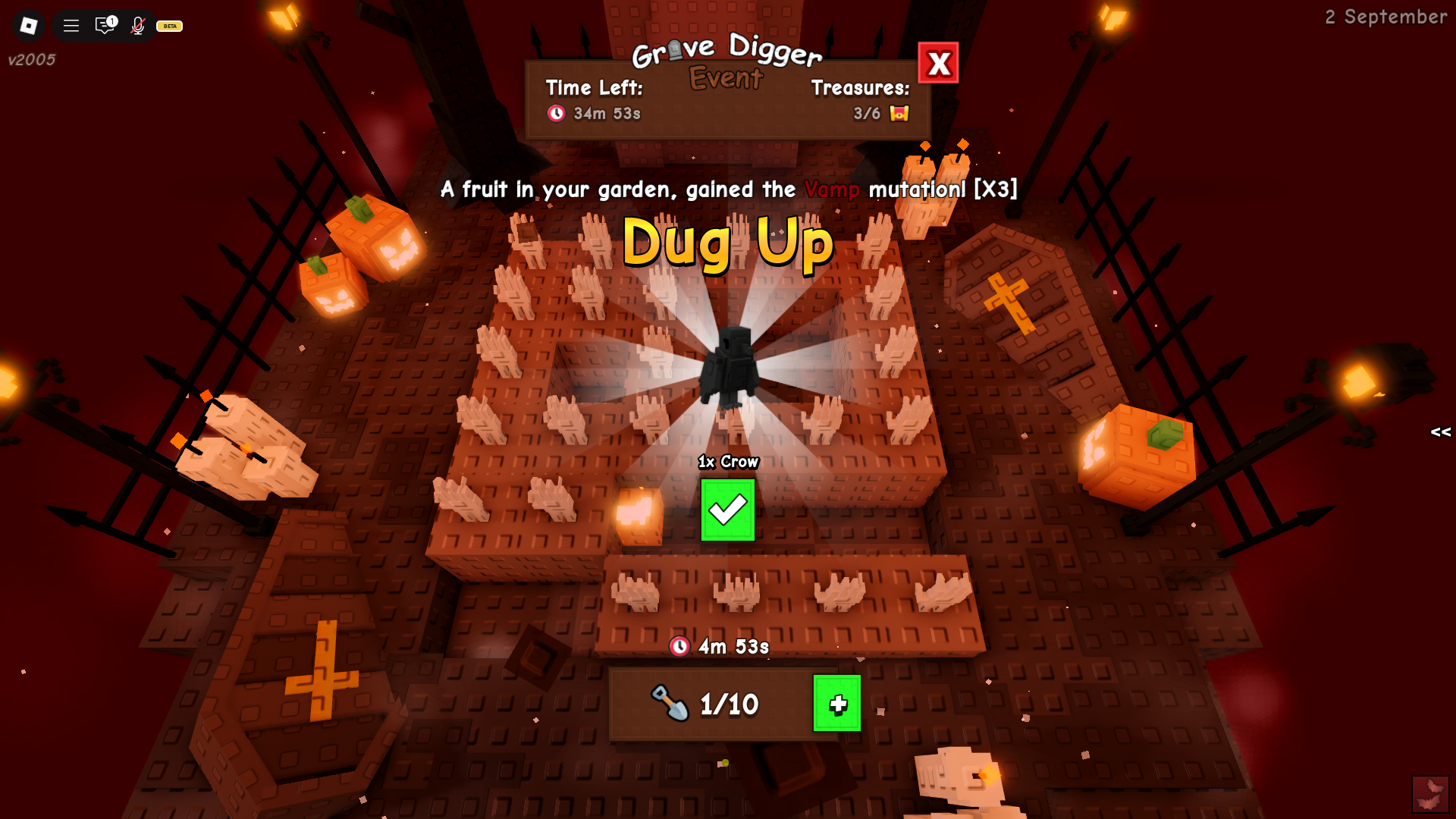Digging the Crow Pet (Image via Roblox Corporation)