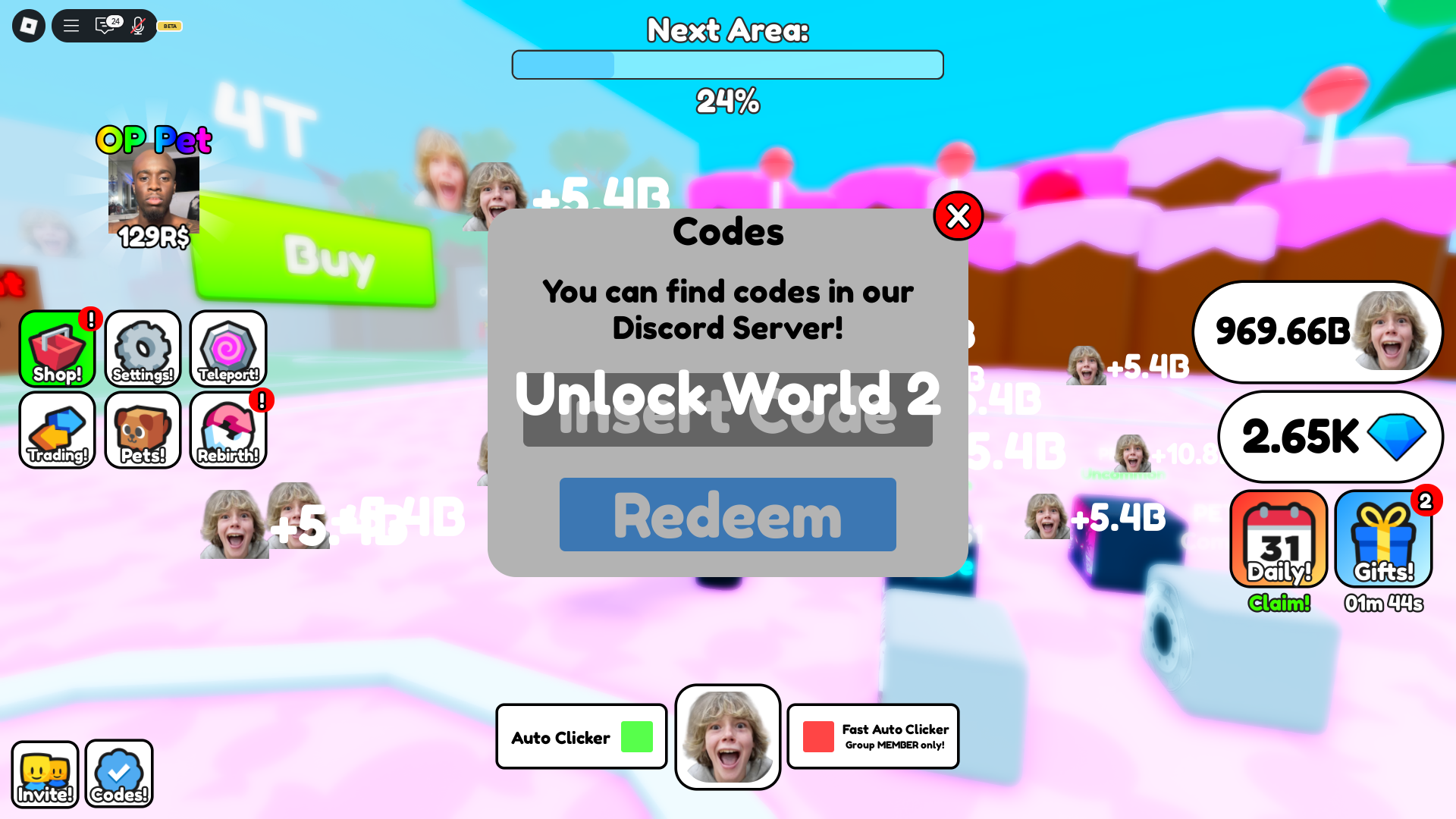 Redeeming codes (Image via Roblox Corporation)