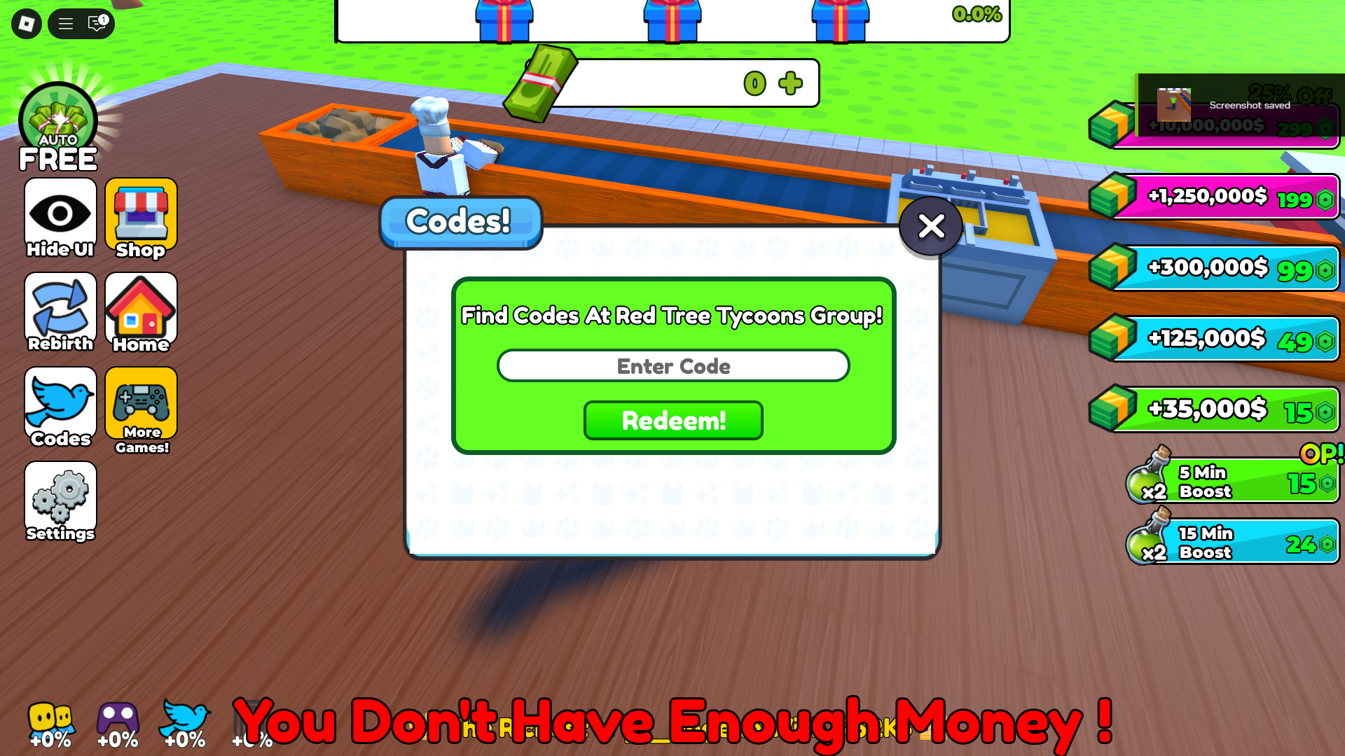 Redeeming codes (Image via Roblox Corporation)