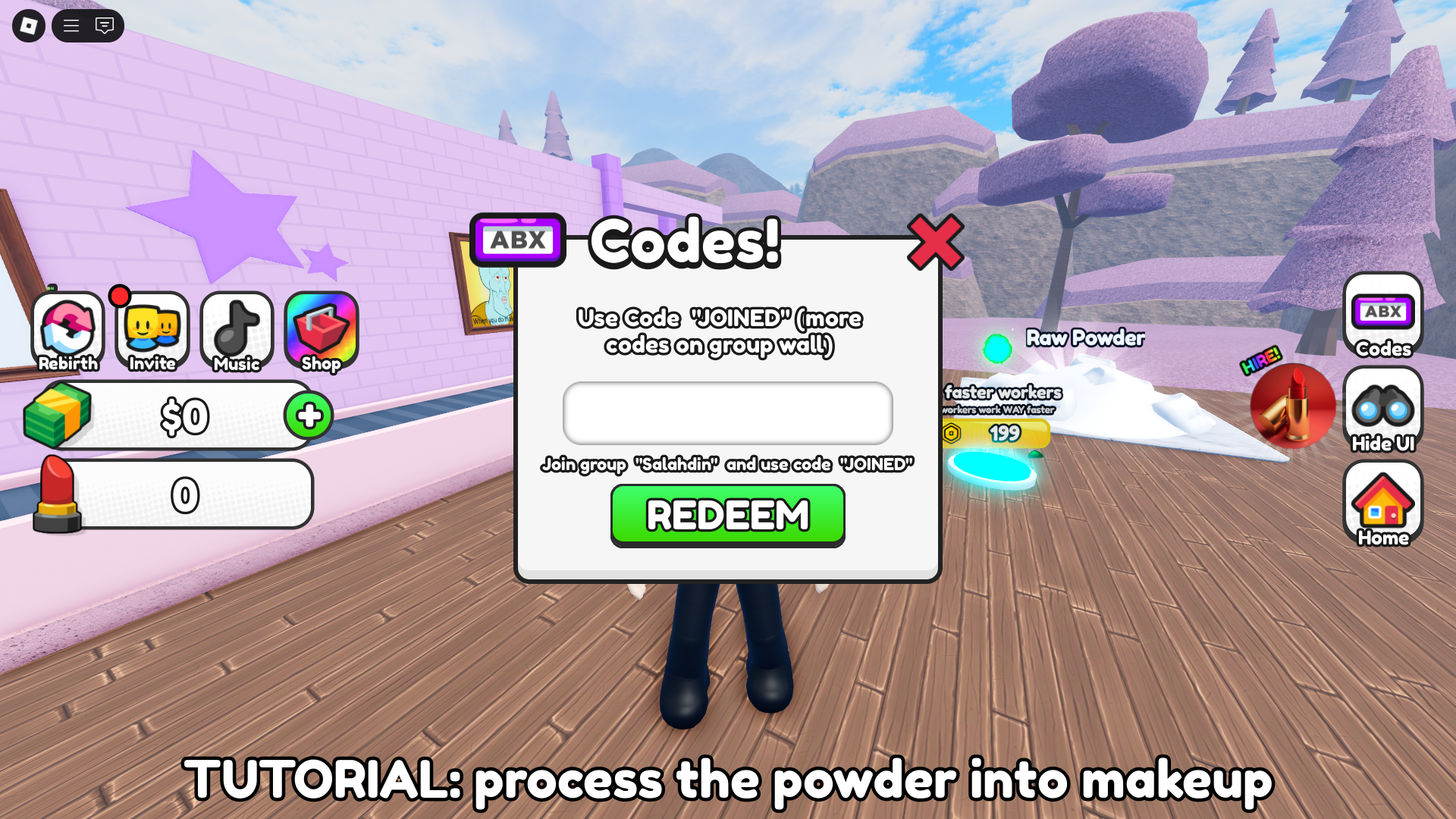 Redeeming codes (Image via Roblox Corporation)