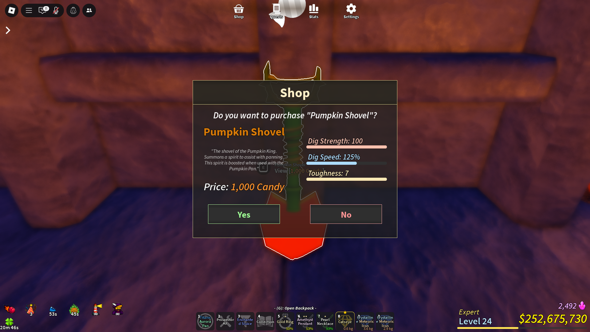 Pumpkin Shovel (Image via Roblox Corporation)